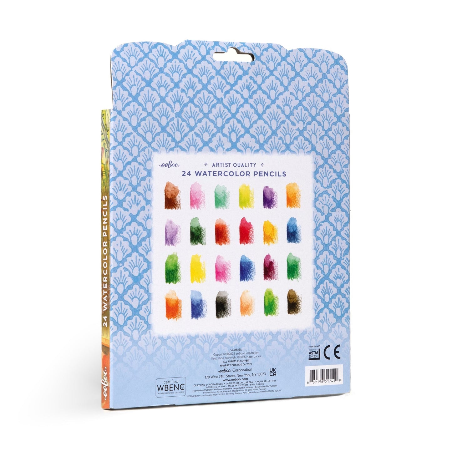 Seashells 24 Watercolor Color Pencils by eeBoo | Unique Beautiful Gifts