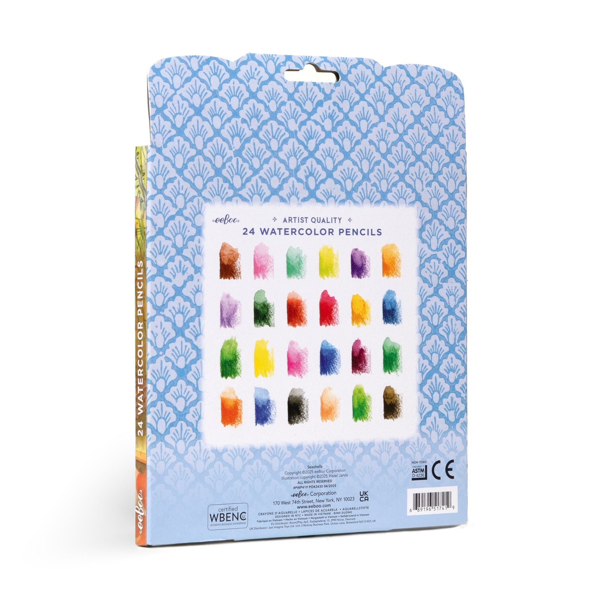 Seashells 24 Watercolor Color Pencils by eeBoo | Unique Beautiful Gifts