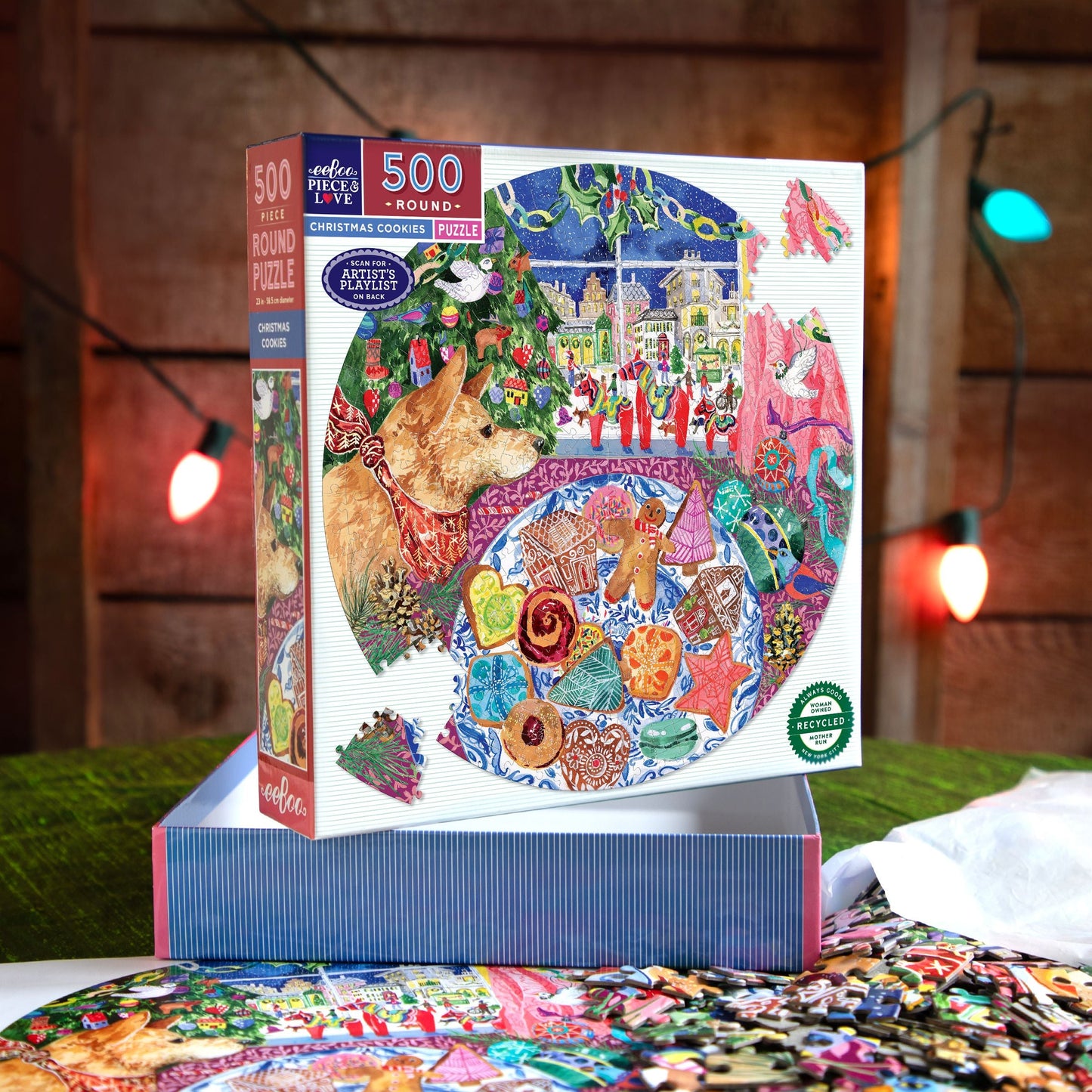 Christmas Cookies 500 Round Puzzle by eeBoo | Unique Beautiful Gifts