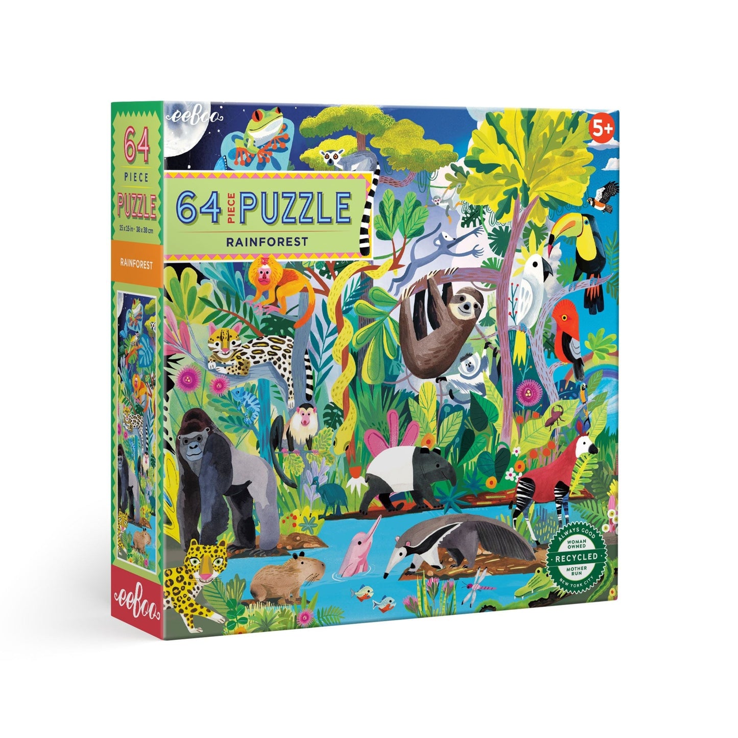 Rainforest 64 Piece Jigsaw Puzzle by eeBoo | Unique Fun Gifts