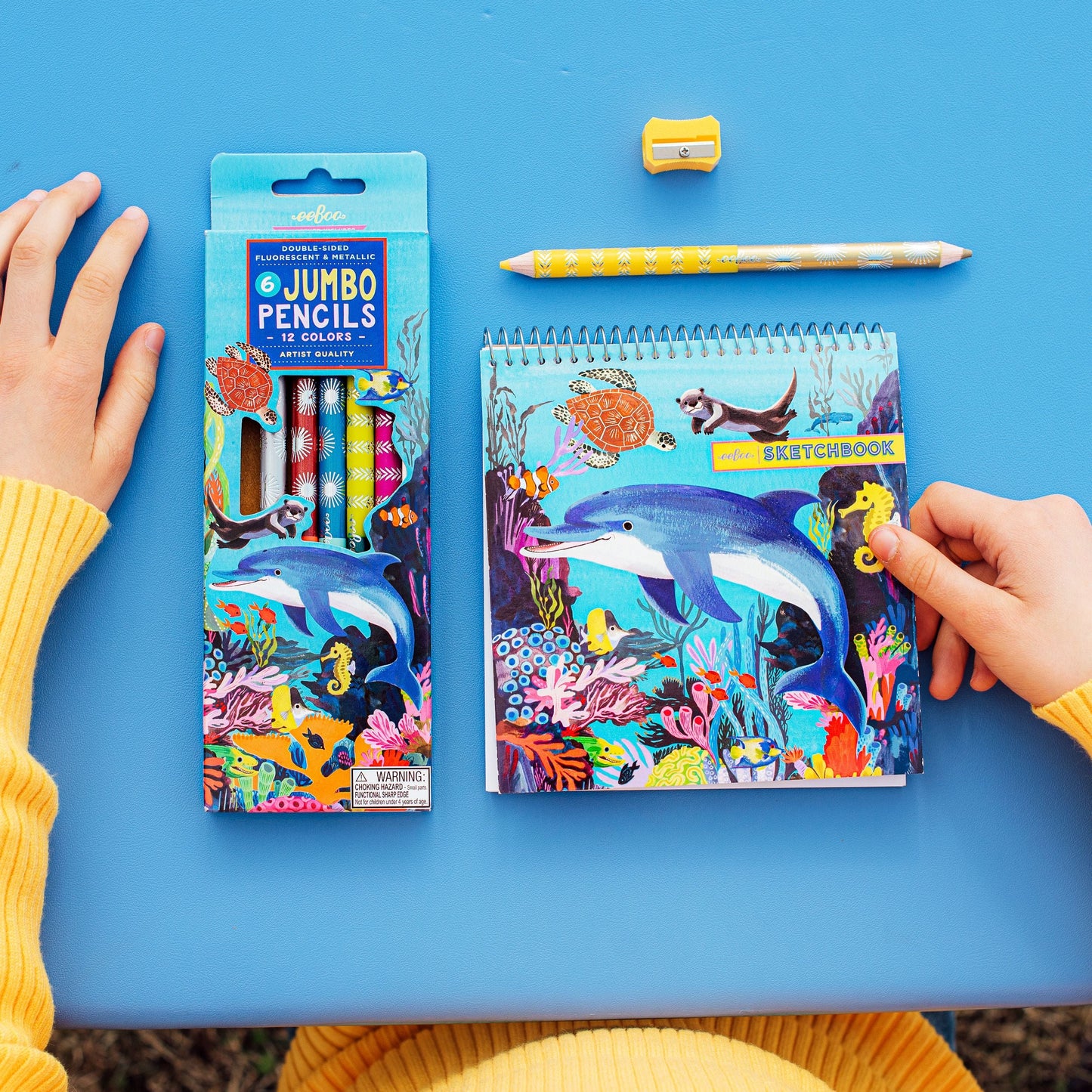 Sea Life 6 Jumbo Color Pencils by eeBoo | Unique Fun Gifts