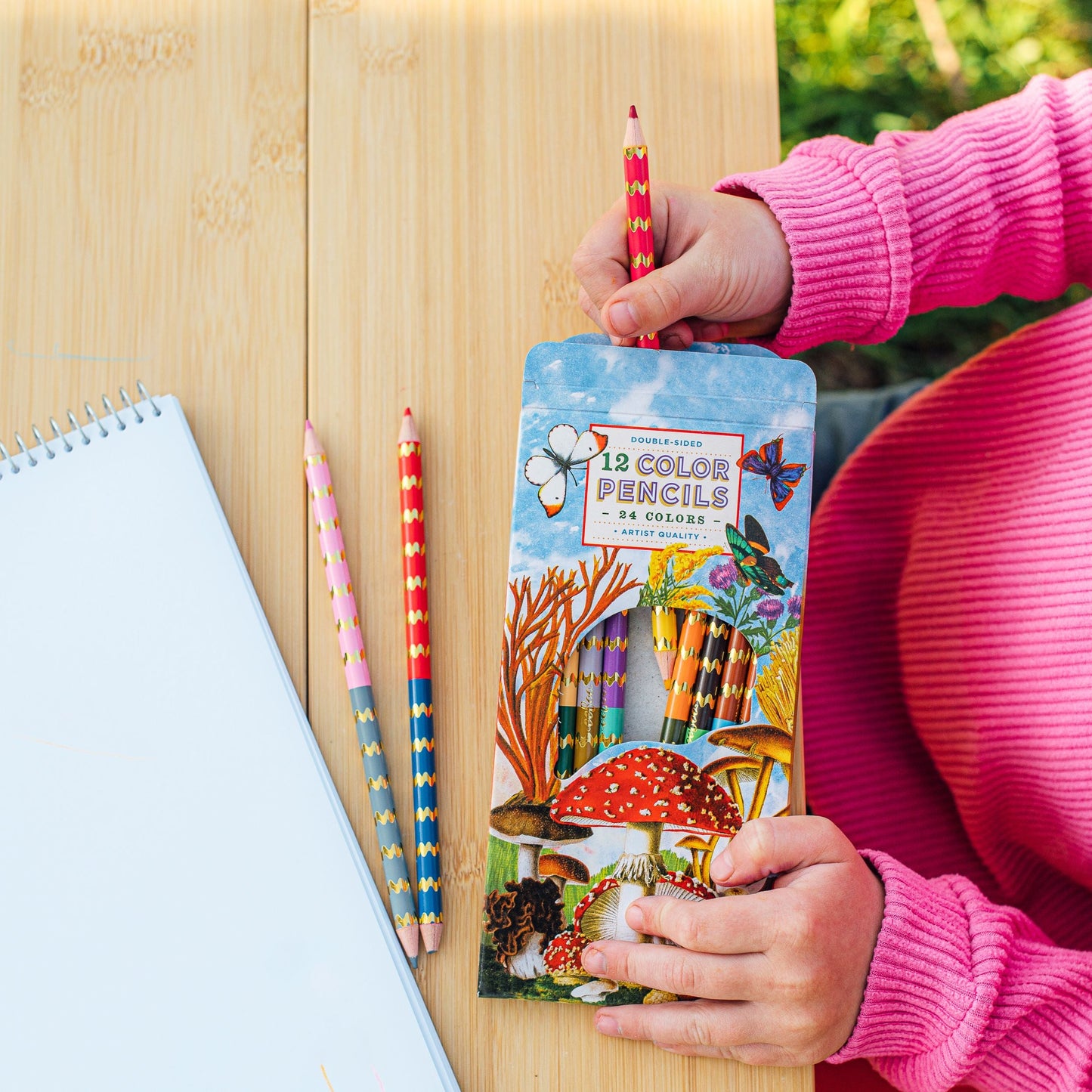 Mushroom 12 Double Sided Color Pencils by eeBoo | Unique Fun Gifts