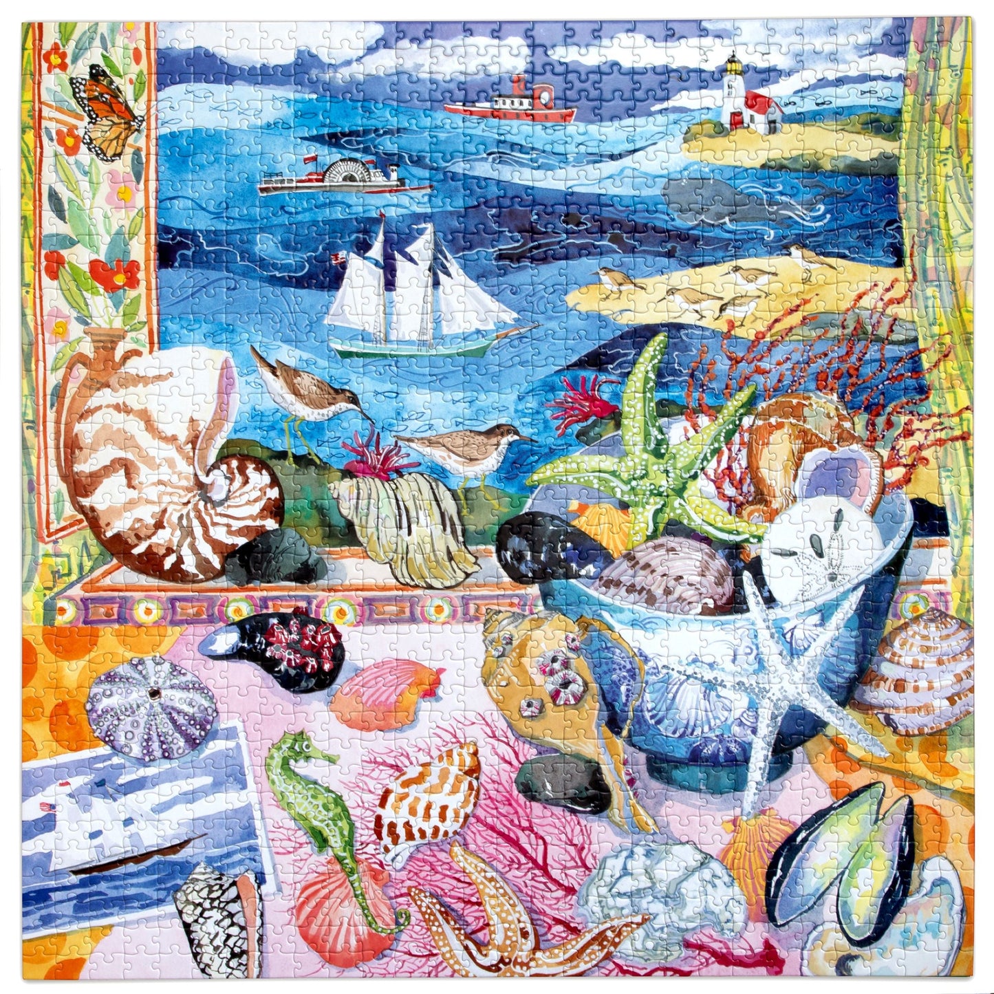 Seashells by the Shore 1000 Piece Puzzle by eeBoo | Unique Beautiful Gifts