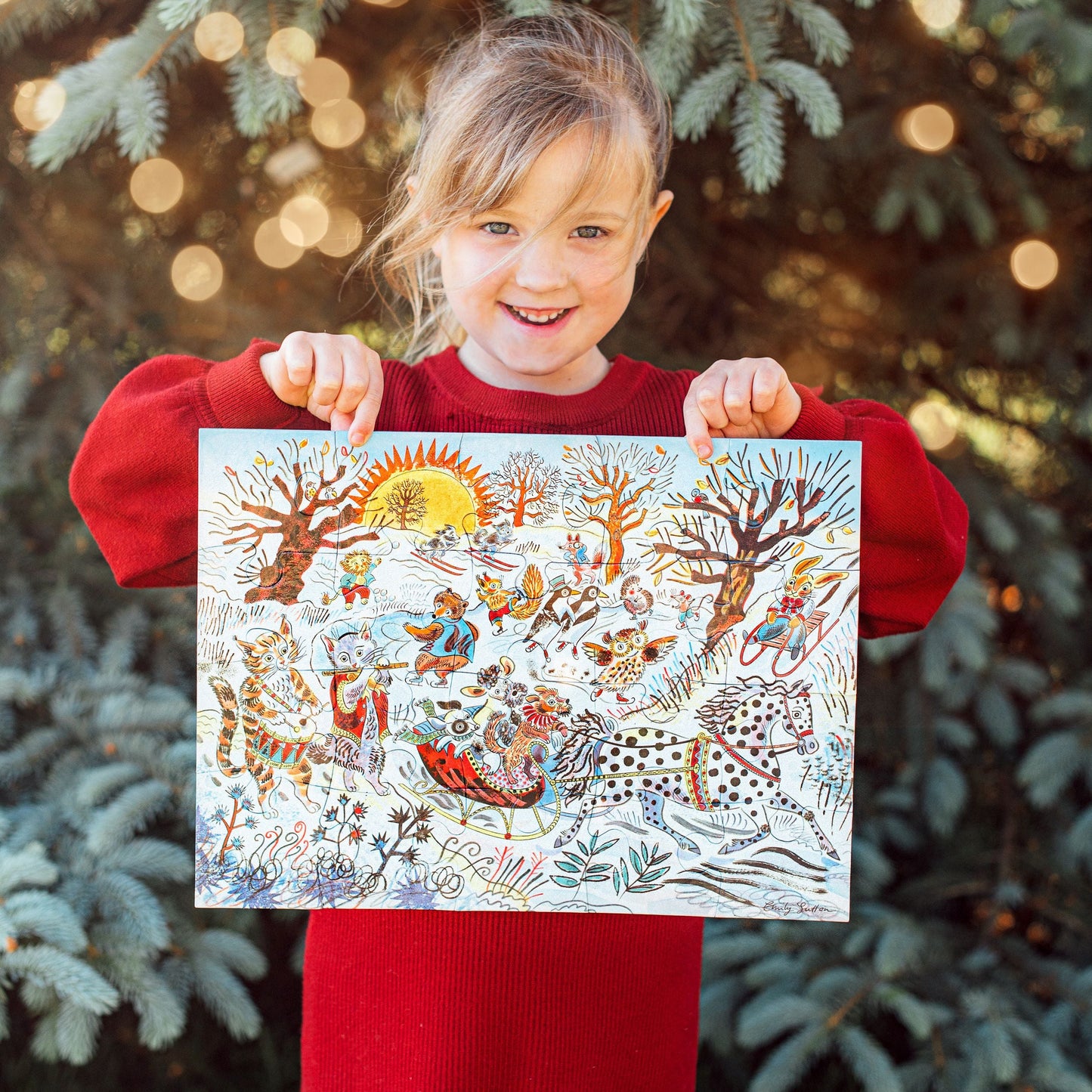 Winter Sleigh Ride 20 Piece Puzzle by eeBoo | Unique Fun Gifts
