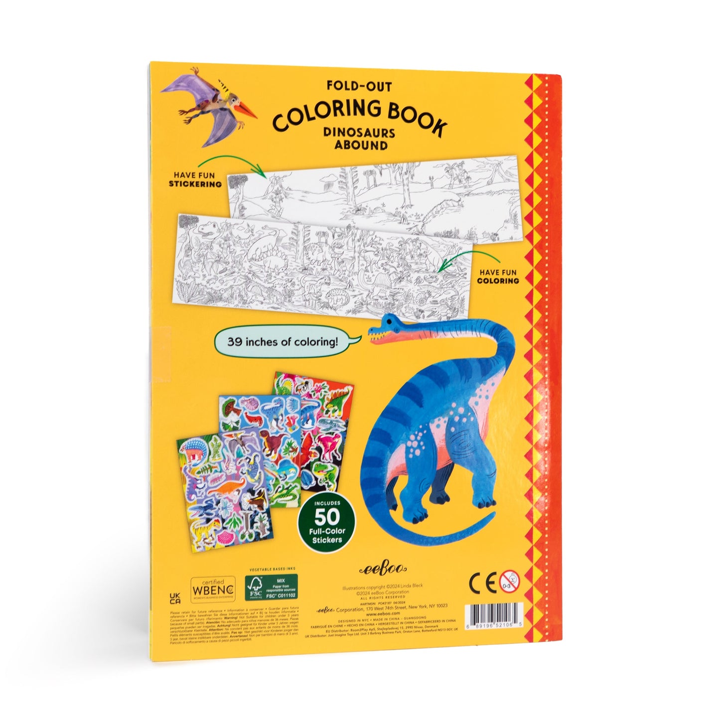 Fold-Out Coloring Book - Dinosaurs Abound by eeBoo | Unique Fun Gifts
