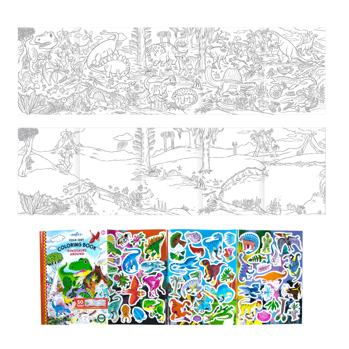 Fold-Out Coloring Book - Dinosaurs Abound by eeBoo | Unique Fun Gifts