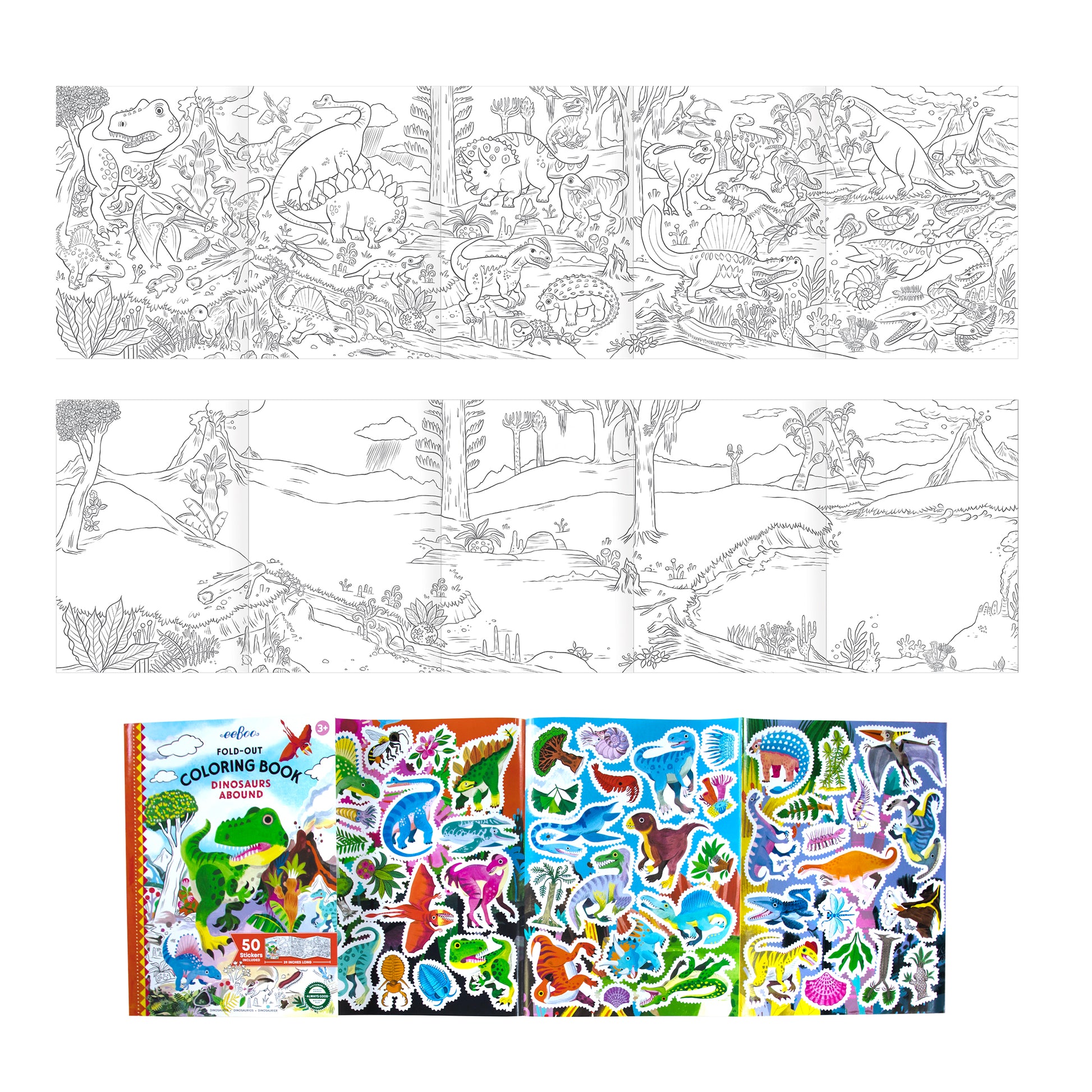 Fold-Out Coloring Book - Dinosaurs Abound by eeBoo | Unique Fun Gifts