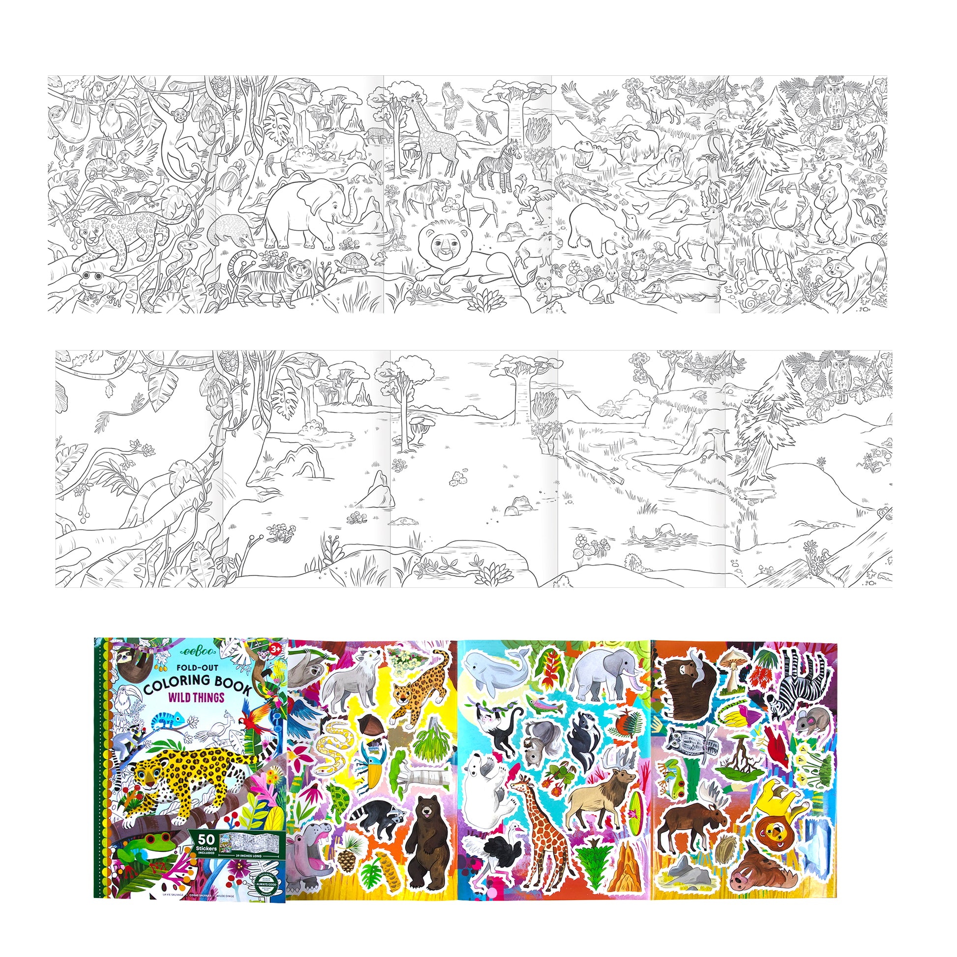 Fold-Out Coloring Book - Wild Things by eeBoo | Unique Fun Gifts