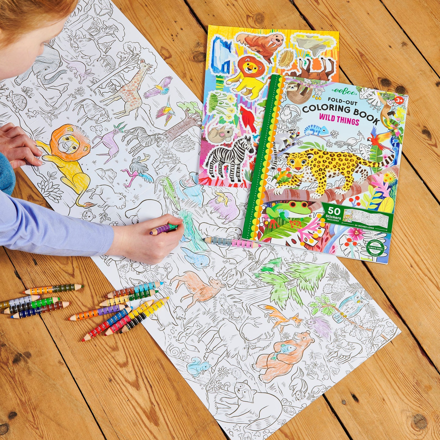 Fold-Out Coloring Book - Wild Things by eeBoo | Unique Fun Gifts