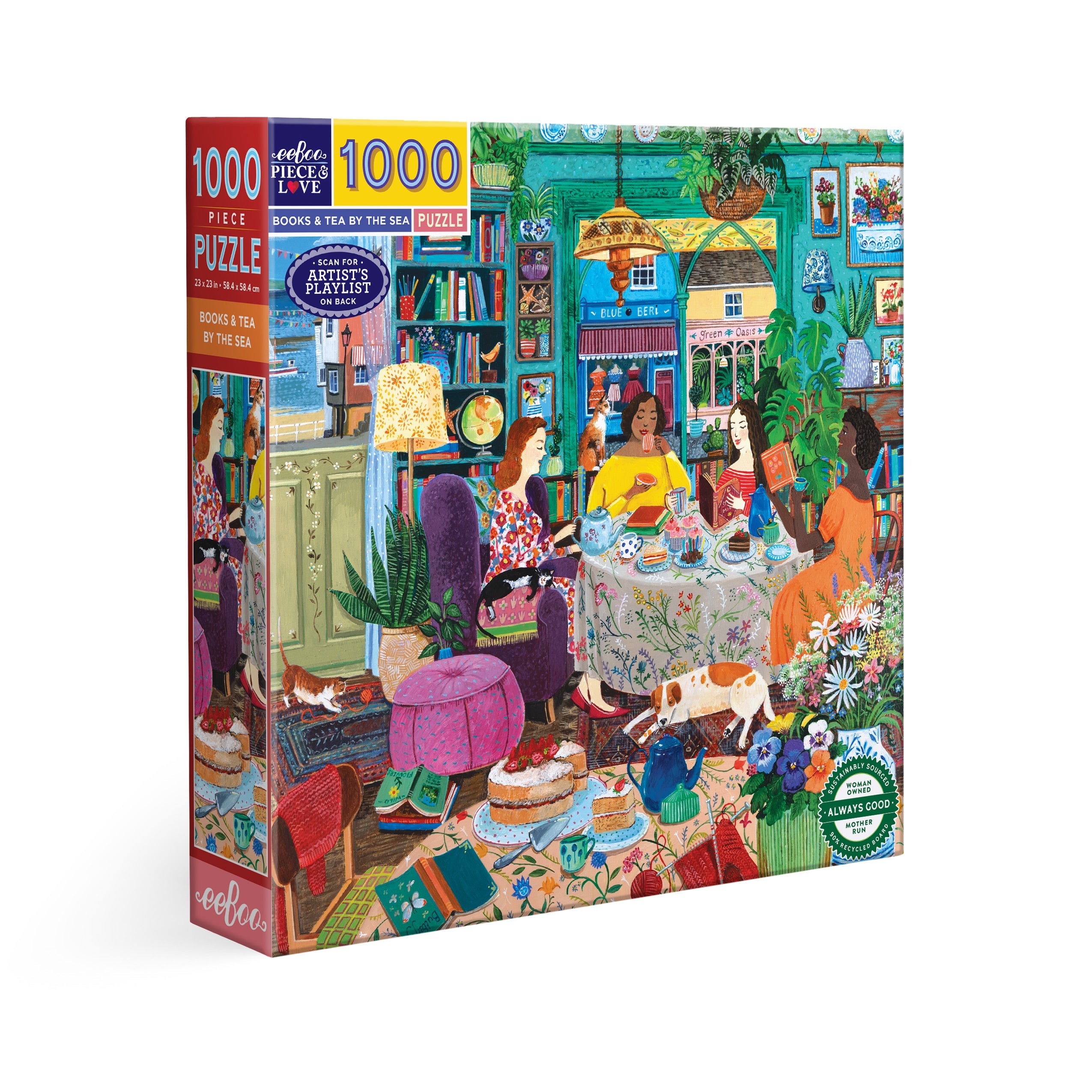 Books & Tea by the Sea 1000 Piece Puzzle by eeBoo | Unique