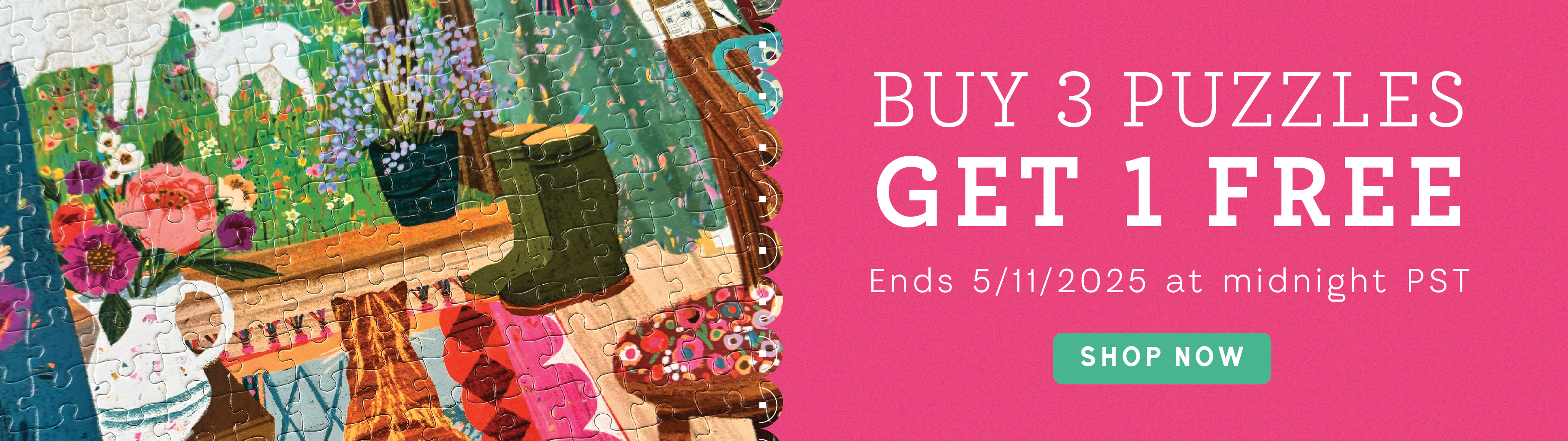 Buy three puzzles, get one free. Ends 5/11 at midnight