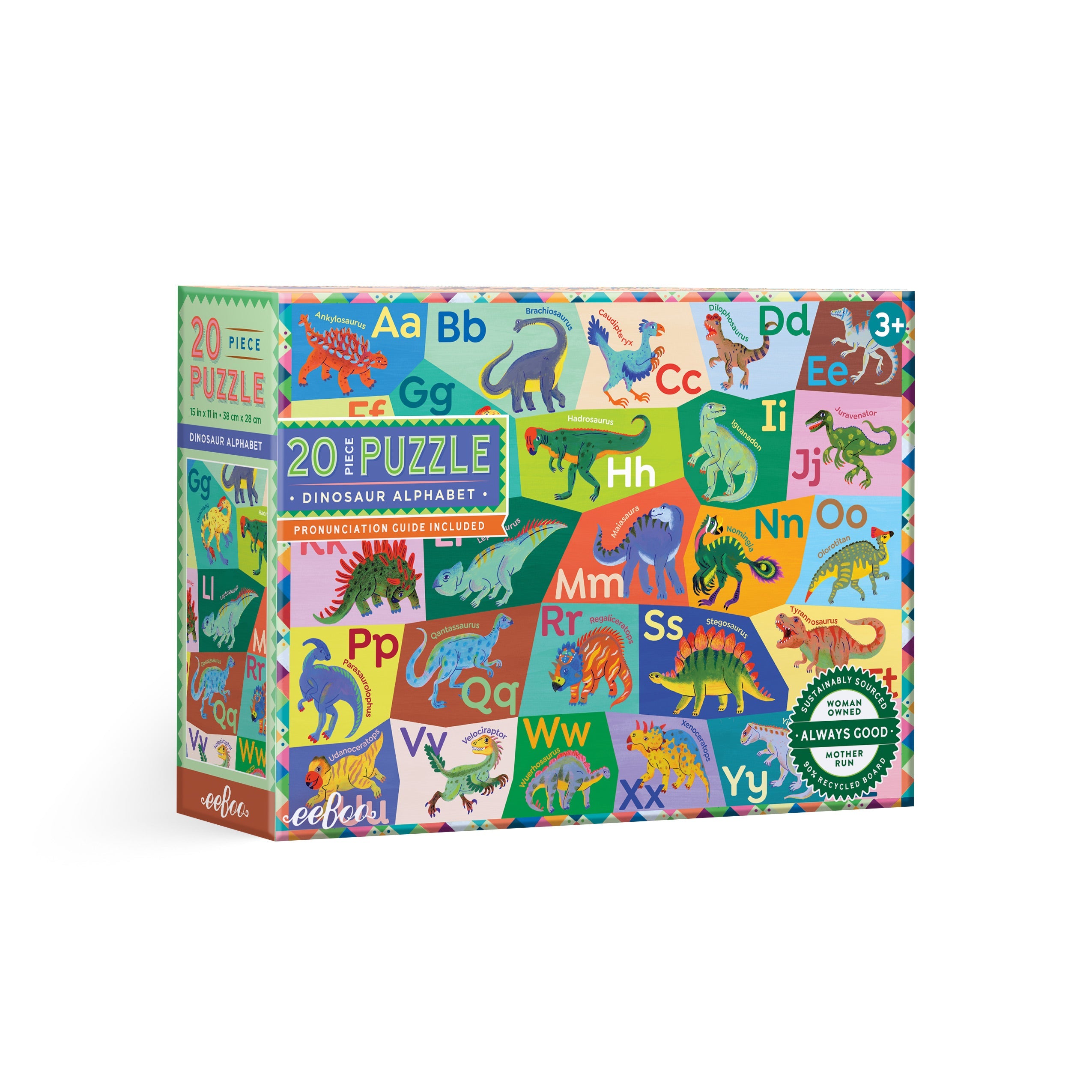 Dinosaur Alphabet 20 Piece Puzzle by eeBoo | Unique Fun Gifts