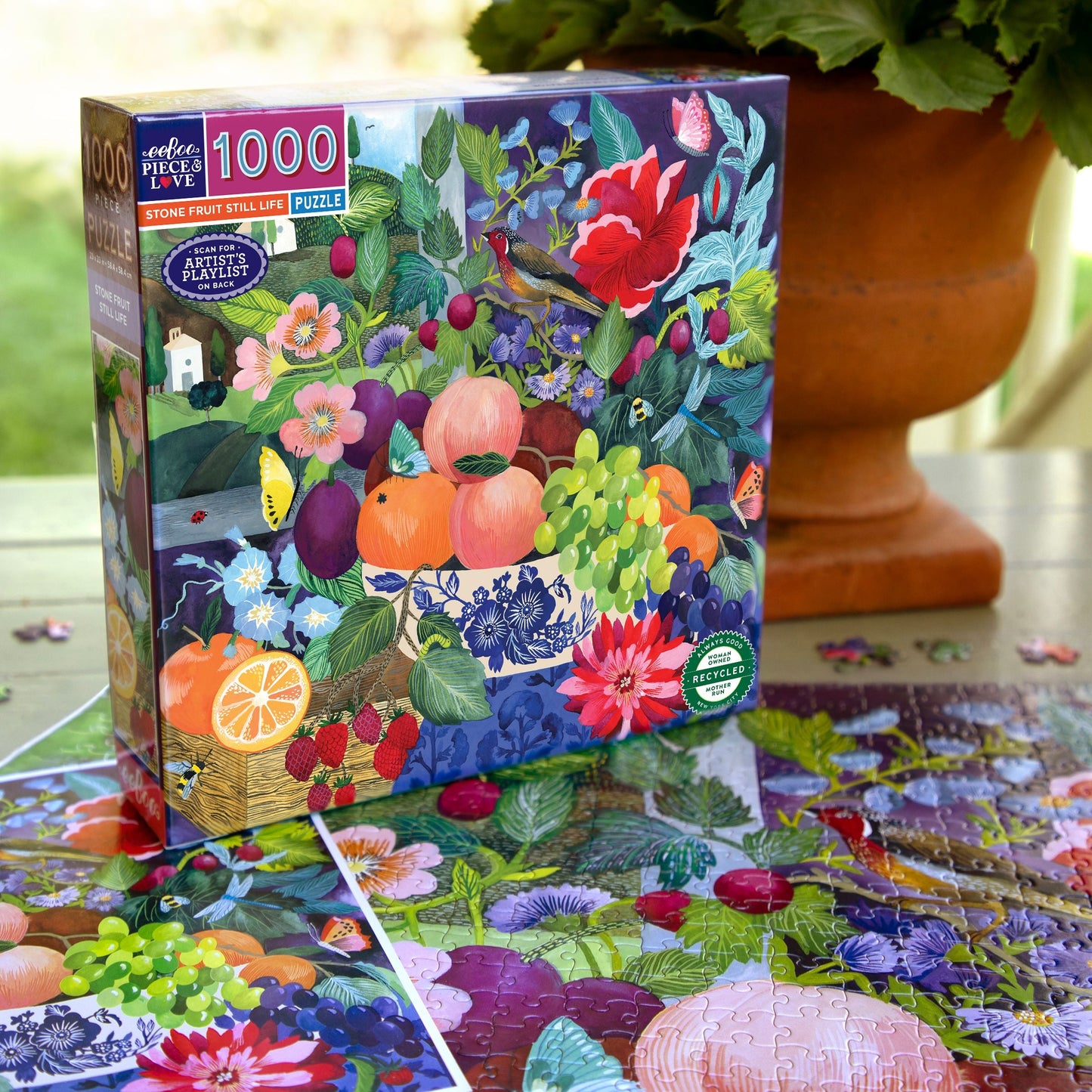 Stone Fruit Still Life 1000 Piece Puzzle by eeBoo | Unique Beautiful Gifts