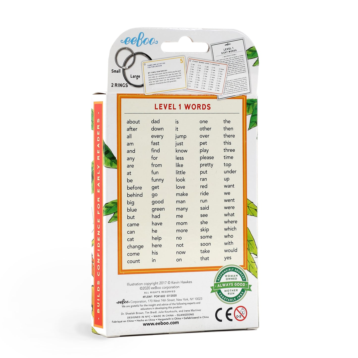 100 Sight Words Level 1 Literacy Flash Cards Dolch List for Kids 4+ eeBoo