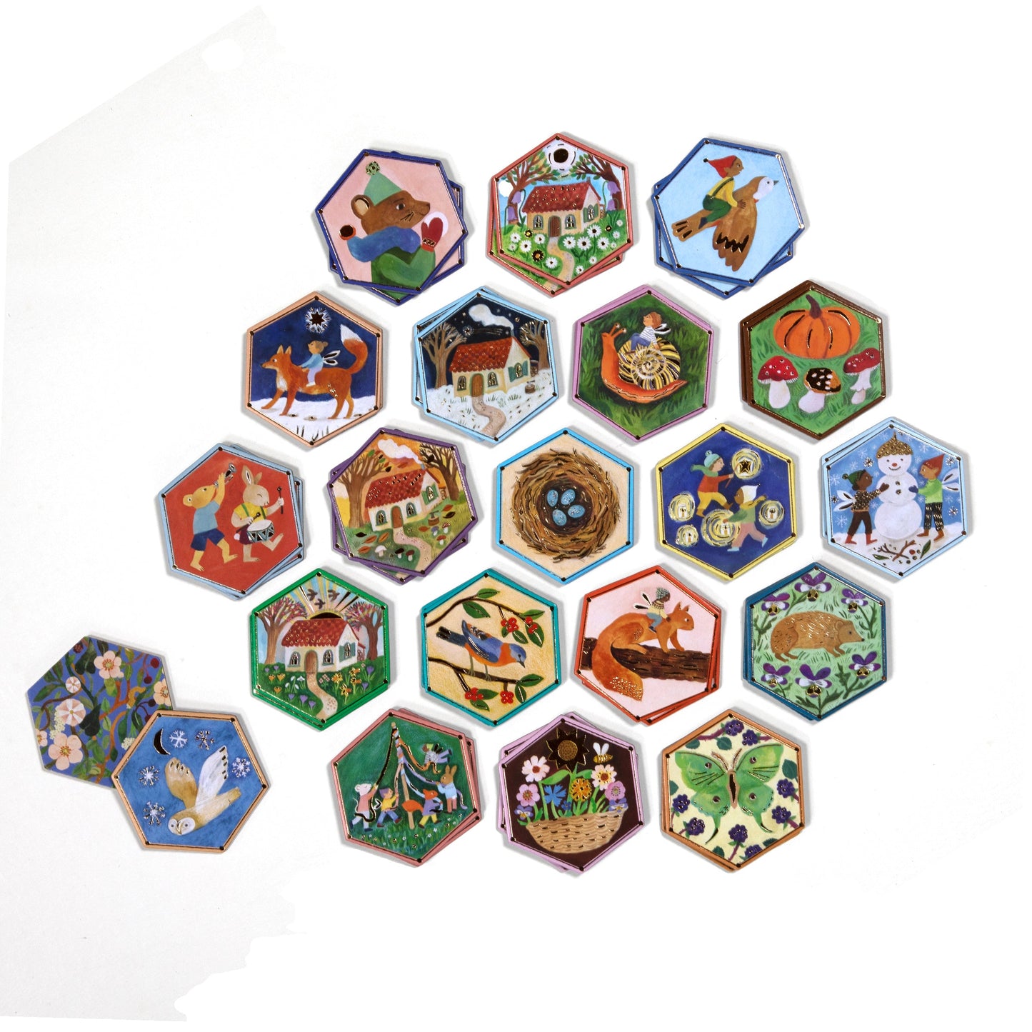Cottage Fairies Hexagon Matching Game by eeBoo | Unique Fun Gifts