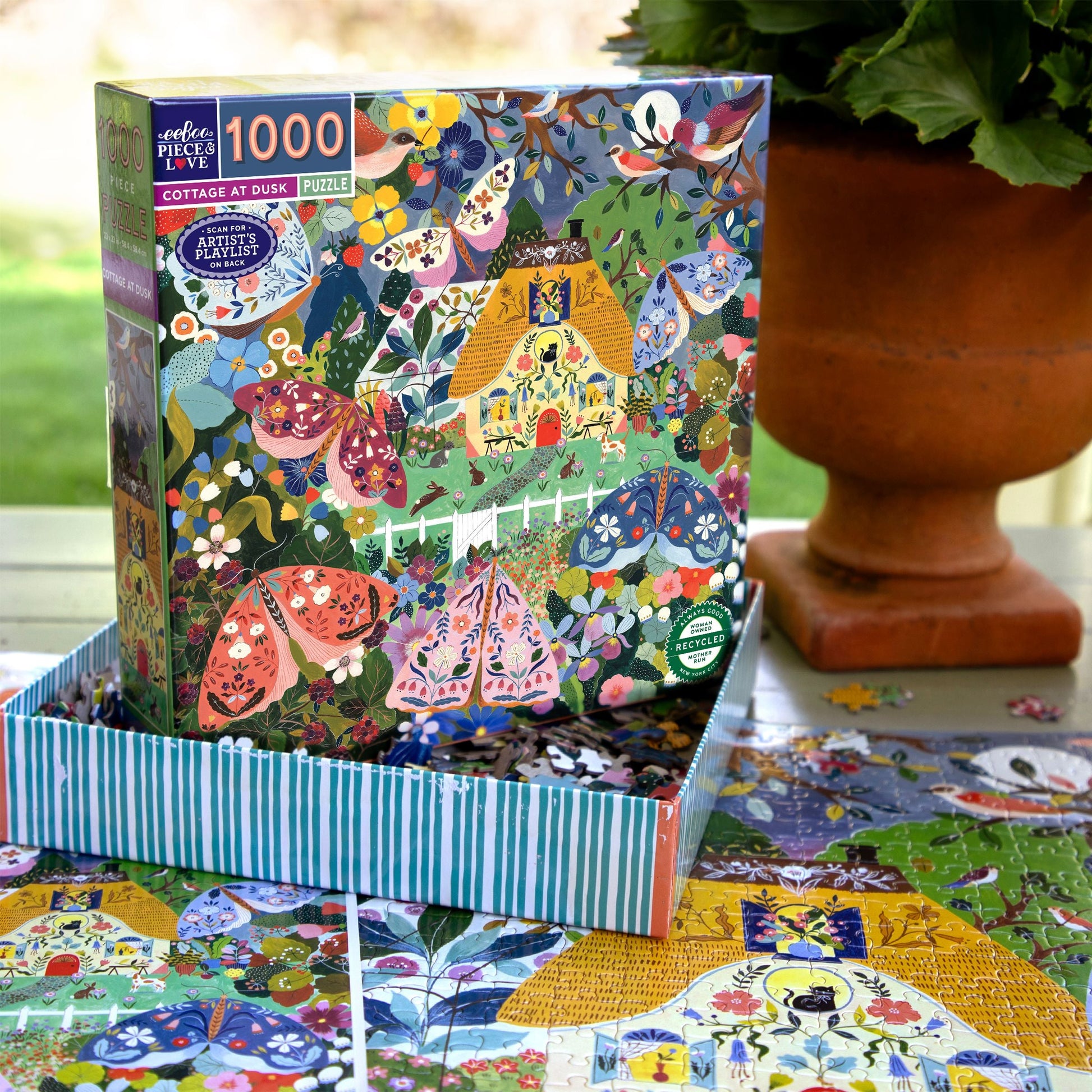 Cottage at Dusk 1000 Piece Puzzle by eeBoo | Unique Beautiful Gifts