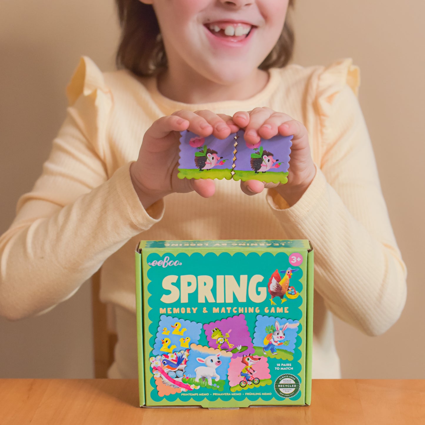 Spring Little Square Memory Game eeBoo Unique Gifts for Kids Ages 3+