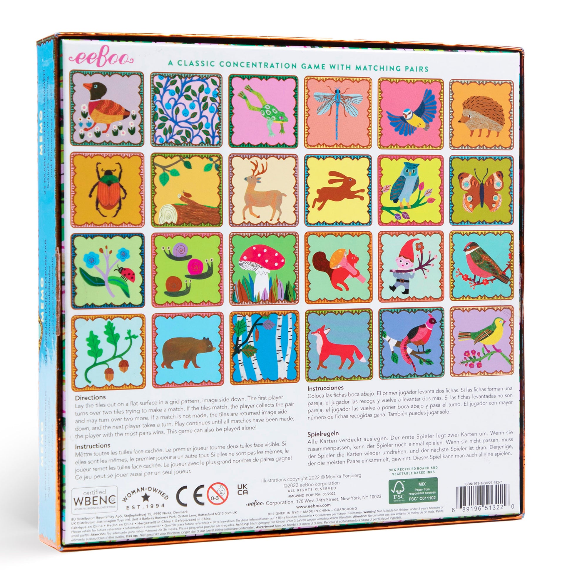 Woodland Animals Memory & Matching Game eeBoo Unique Gifts for Kids Ages 3+
