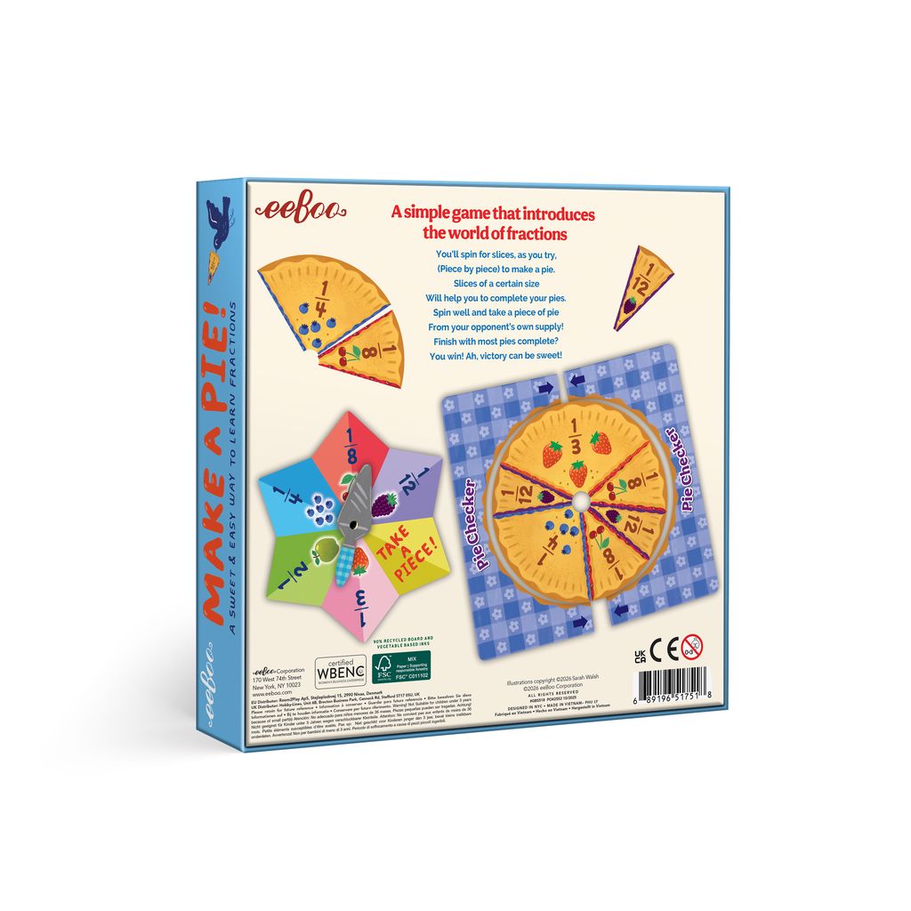 Box of 'Make a Pie!' educational game for fractions. Make a Pie Fraction Game