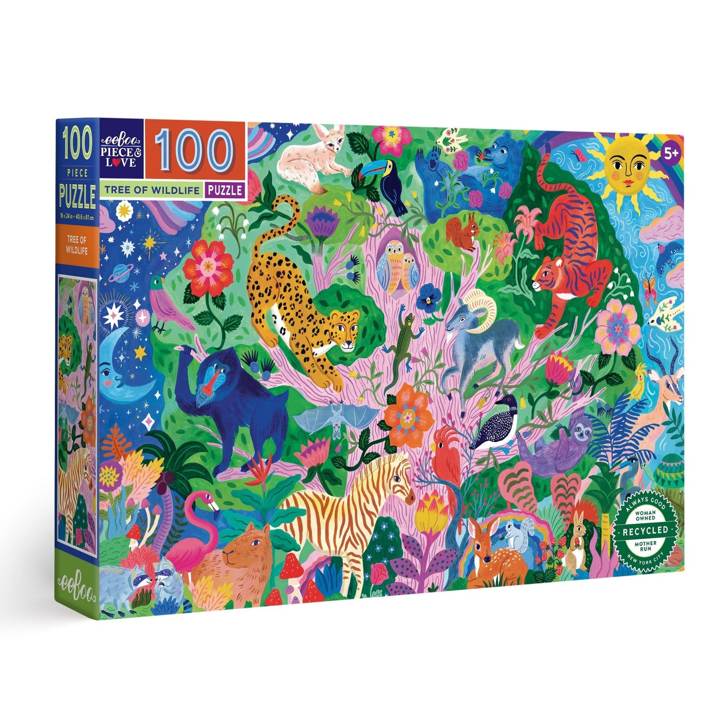 Tree of Wildlife 100 Piece Jigsaw Puzzle by eeBoo | Unique Fun Gifts