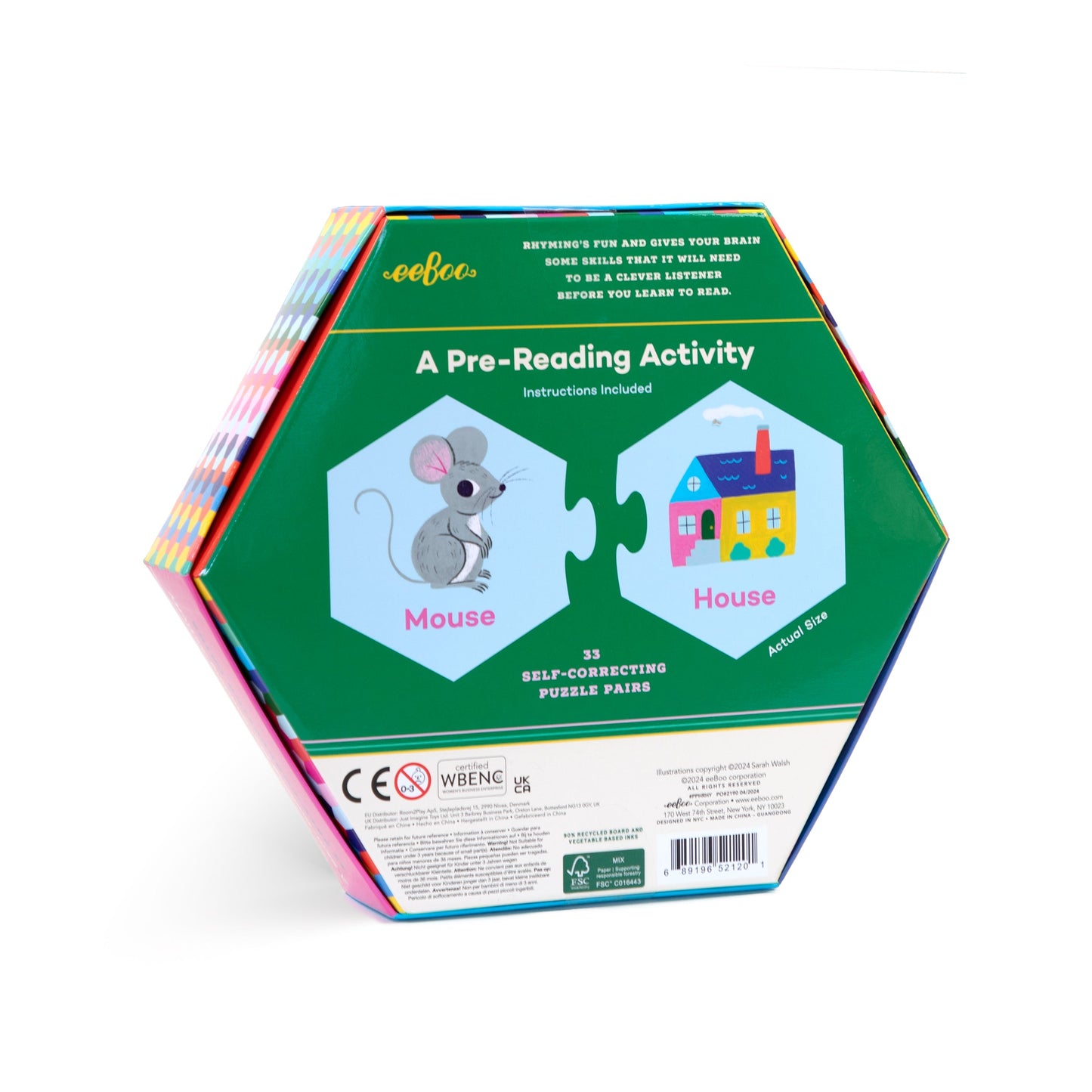 Rhyming Words Hexagon Puzzle Pairs by eeBoo | Unique Fun Gifts
