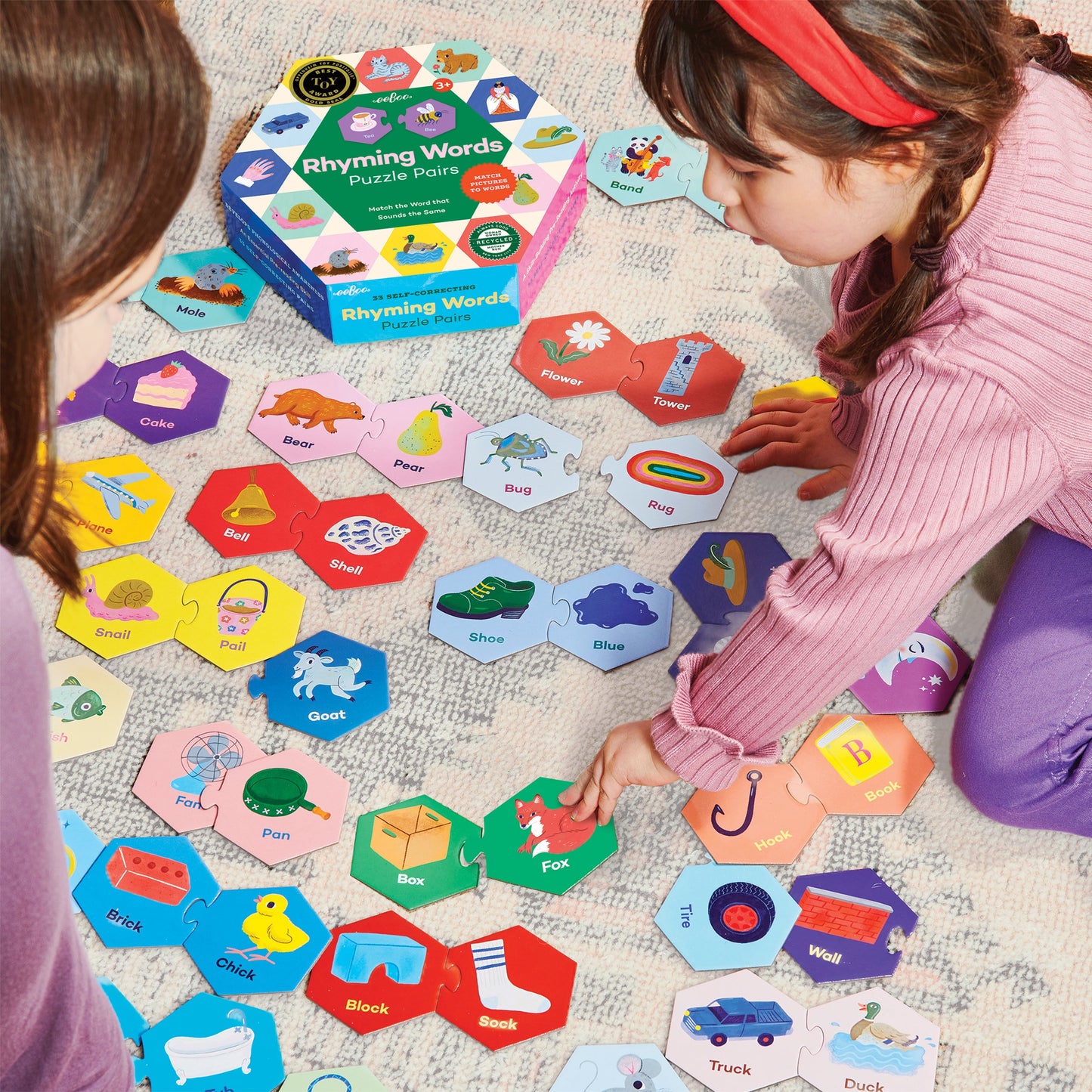 Rhyming Words Hexagon Puzzle Pairs by eeBoo | Unique Fun Gifts