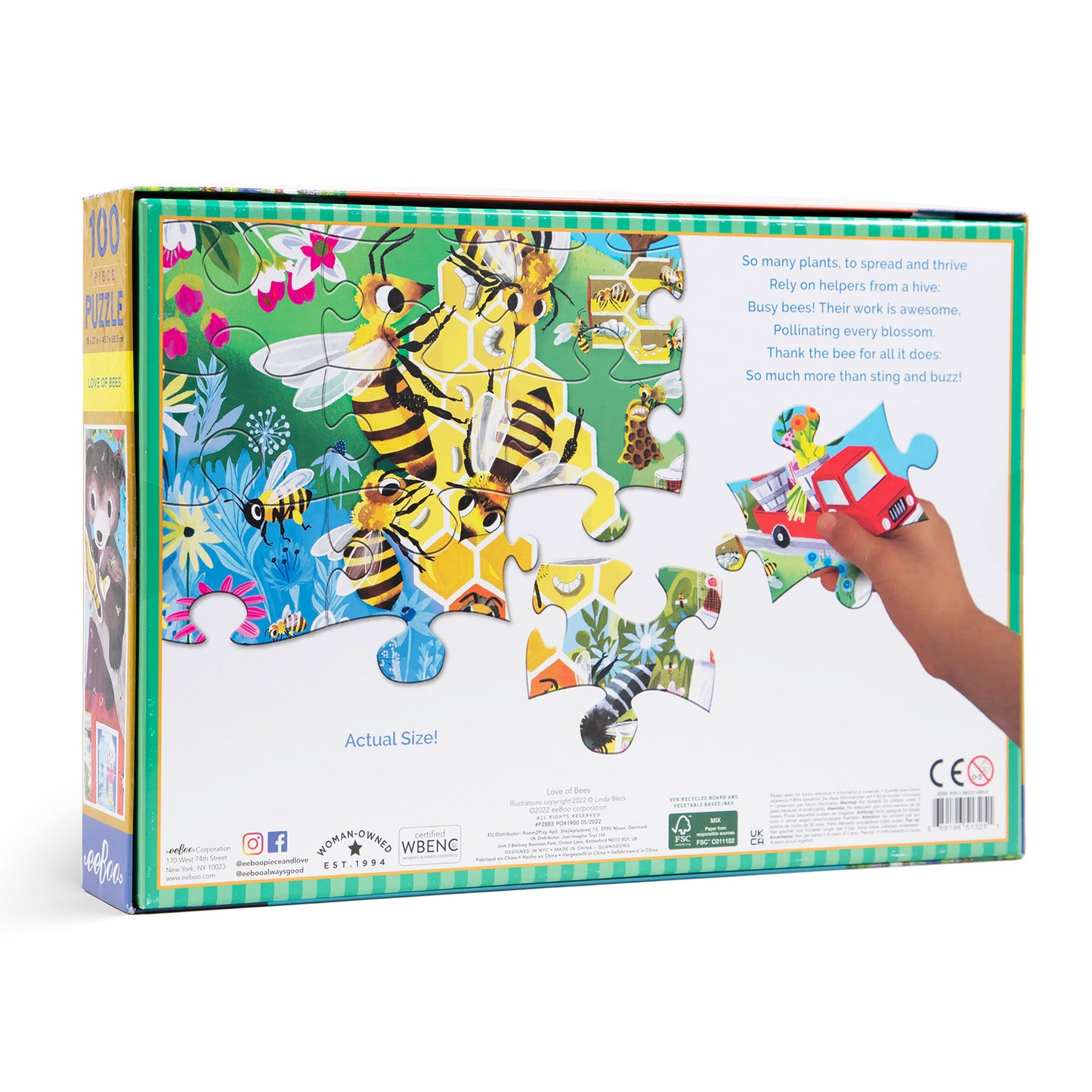 Love of Bees 100 Piece Jigsaw Puzzle eeBoo Gifts for Kids 5+