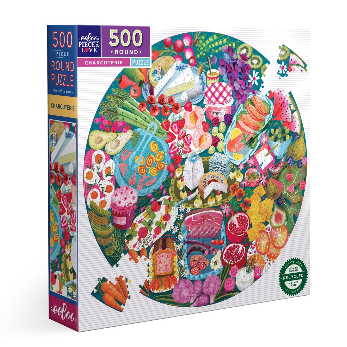 Charcuterie 500 Piece Round Puzzle by eeBoo | Unique Beautiful Gifts