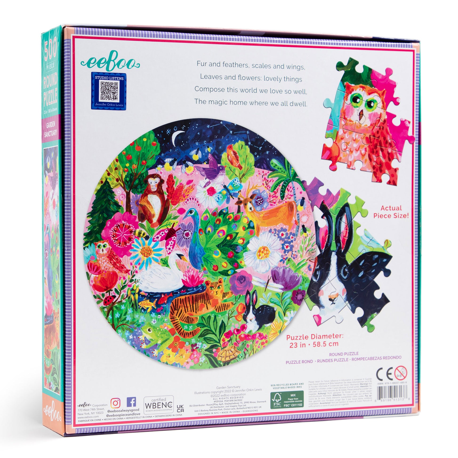 Garden Sanctuary 500 Piece Round Jigsaw Puzzle eeBoo Gifts for 14+