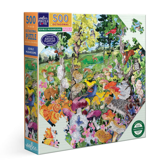 Edible Mushrooms 500 Piece Octagon Puzzle by eeBoo | Unique Fun Gifts