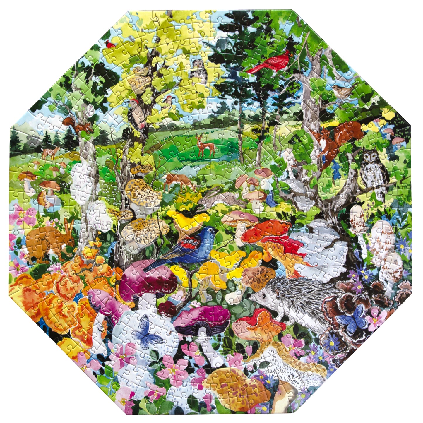 Edible Mushrooms 500 Piece Octagon Puzzle by eeBoo | Unique Fun Gifts
