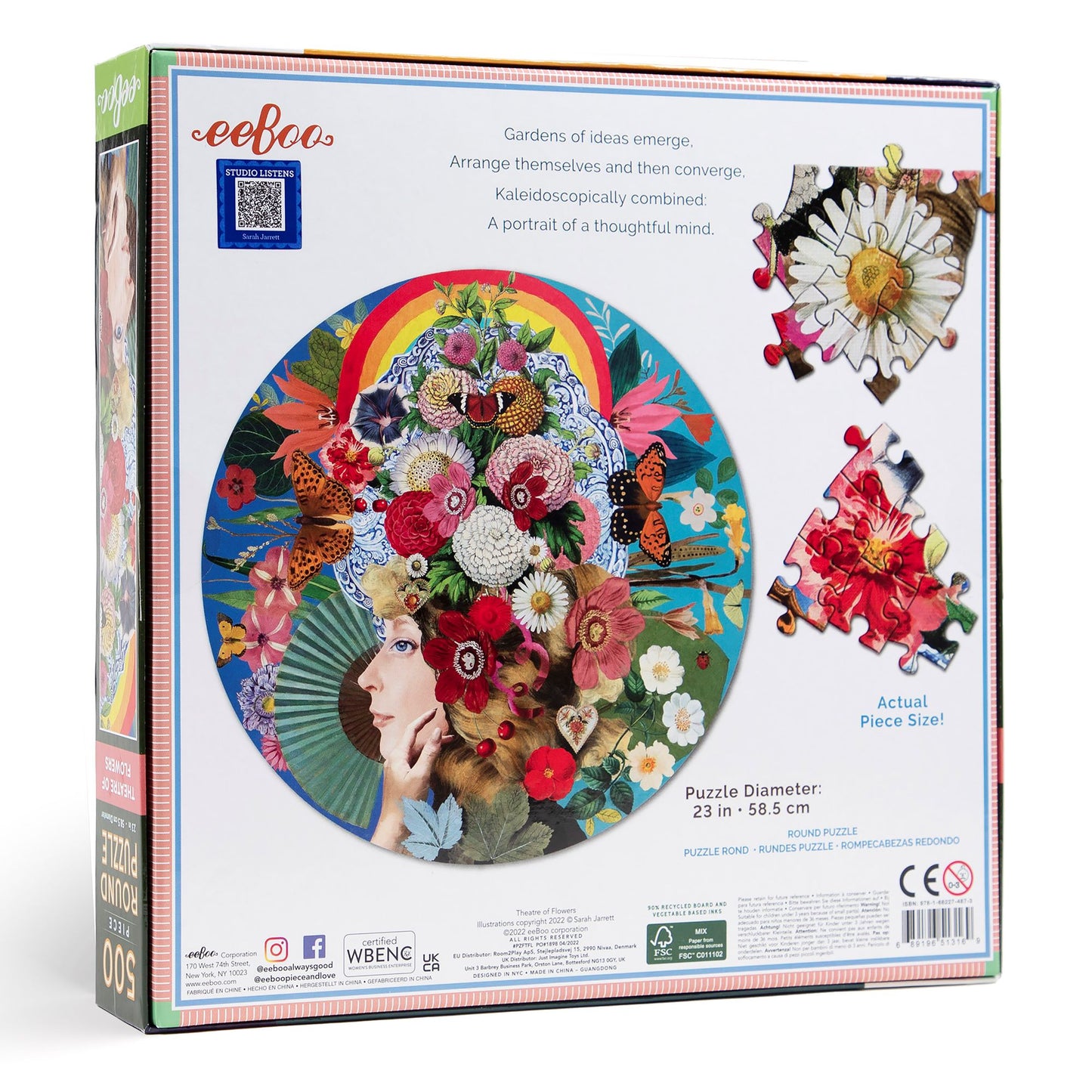 Theatre of Flowers 500pc Round Jigsaw Puzzle eeBoo Gifts for Women & Teens 14+