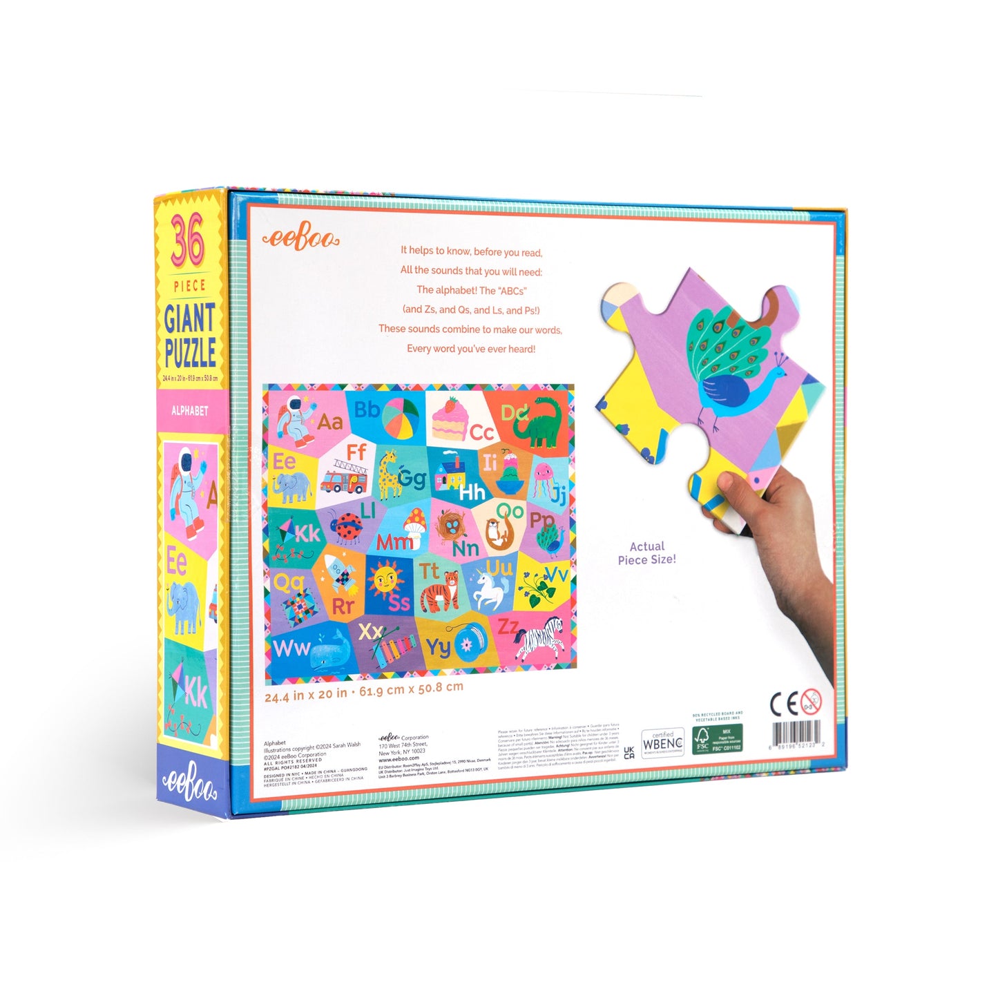 Alphabet 36 Piece Giant Puzzle by eeBoo | Unique Fun Gifts