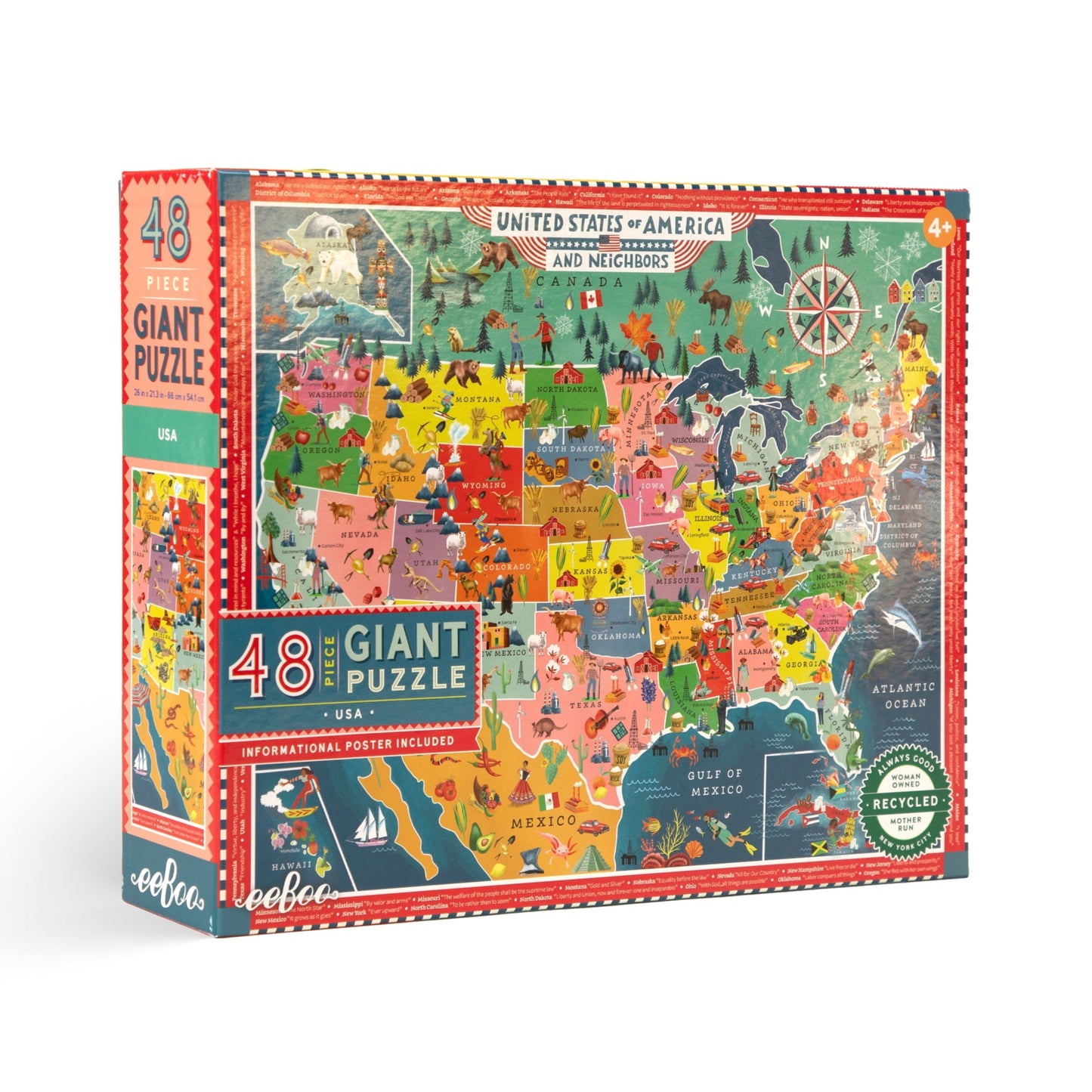 USA 48 Giant Jigsaw Puzzle by eeBoo | Unique Fun Gifts