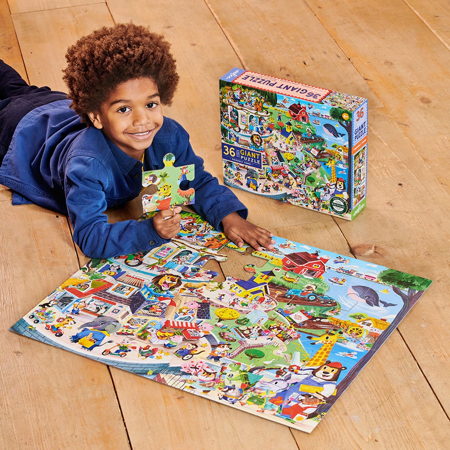 Friendly Town 36 Giant Jigsaw Puzzle by eeBoo | Unique Fun Gifts