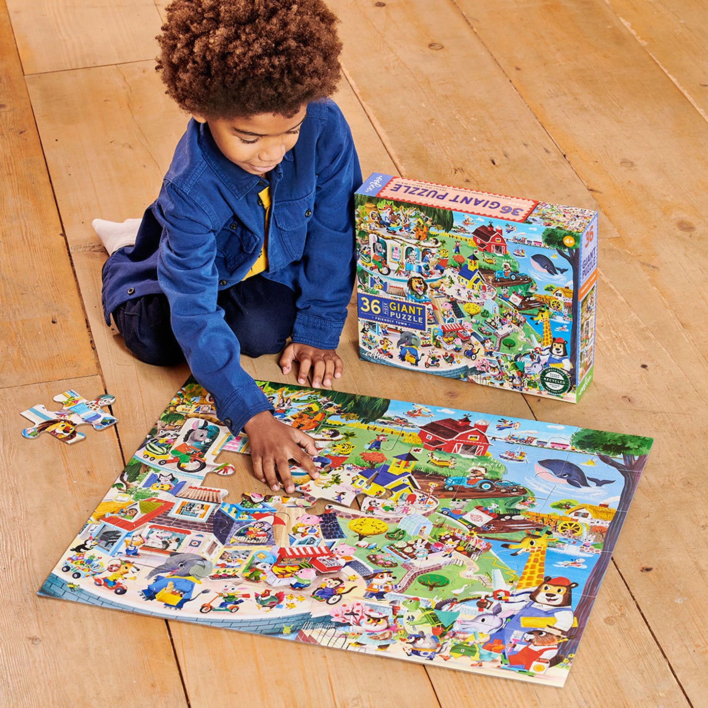 Friendly Town 36 Giant Jigsaw Puzzle by eeBoo | Unique Fun Gifts