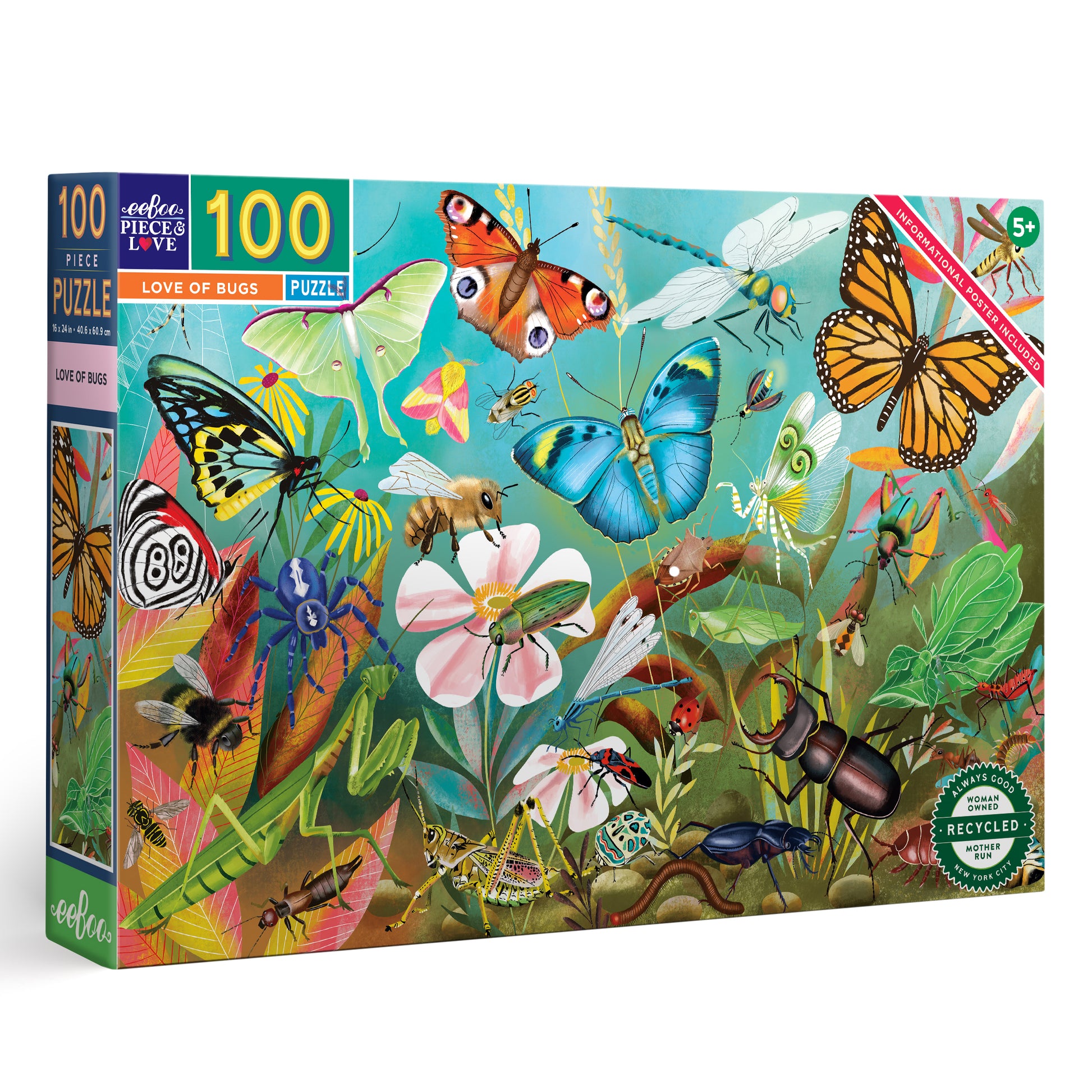 Love of Bugs 100 Piece Puzzle | Unique Fun Gifts for Kids Ages 5+