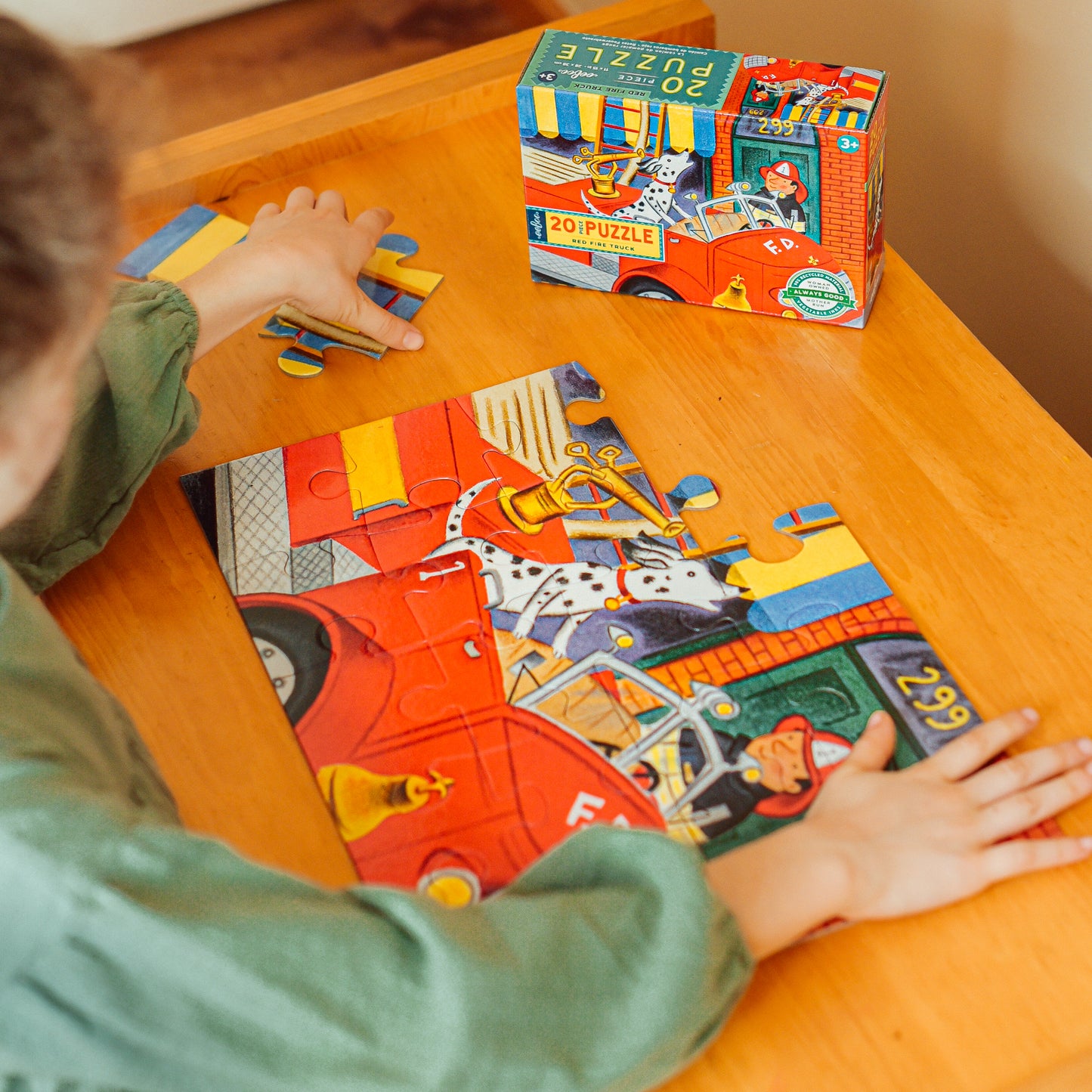 Red Fire Truck 20 Piece Big Puzzle eeBoo Unique Gifts for Kids Ages 3+