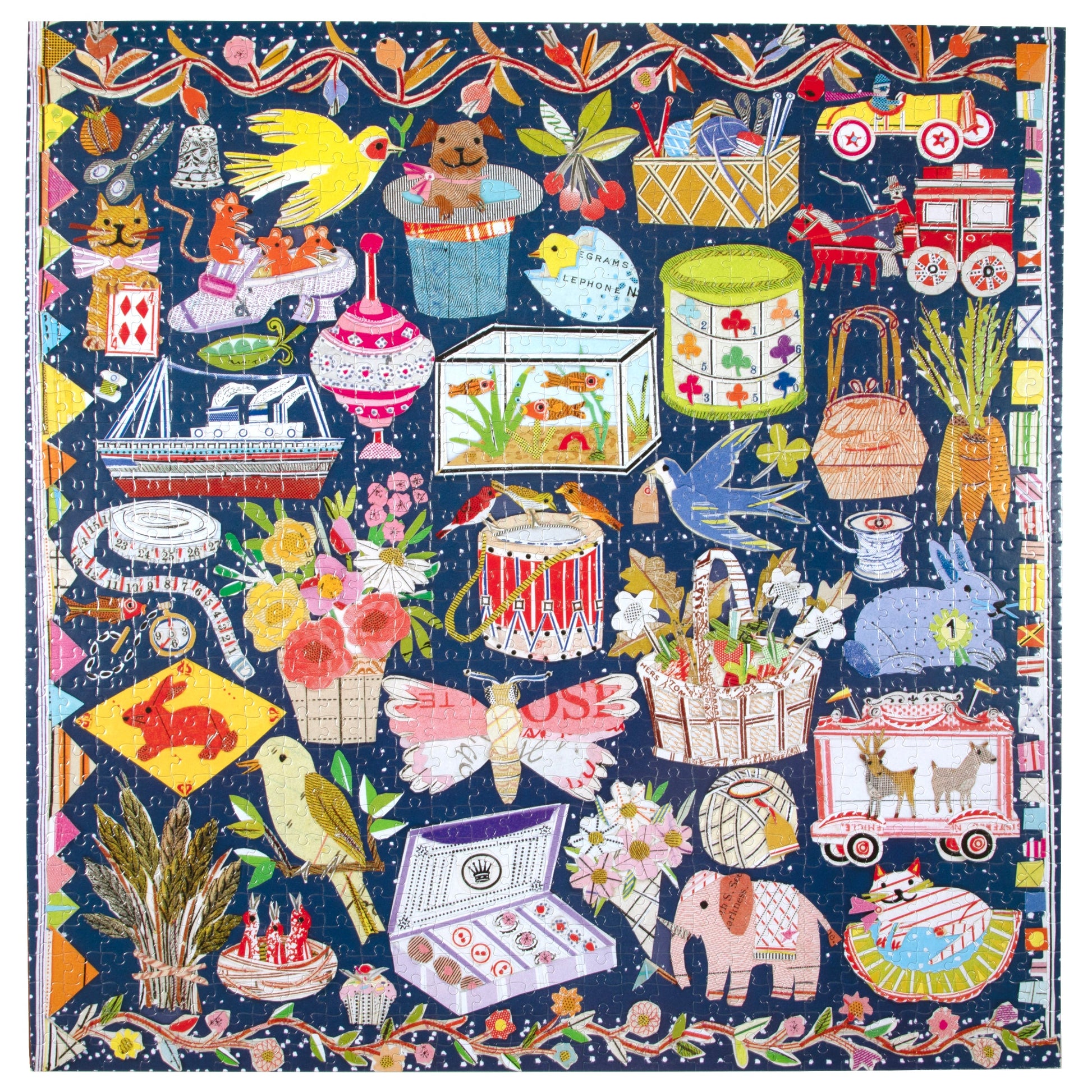 The Cat & The Yarn 1000 Piece Jigsaw Puzzle by eeBoo | Unique Beautiful Gifts