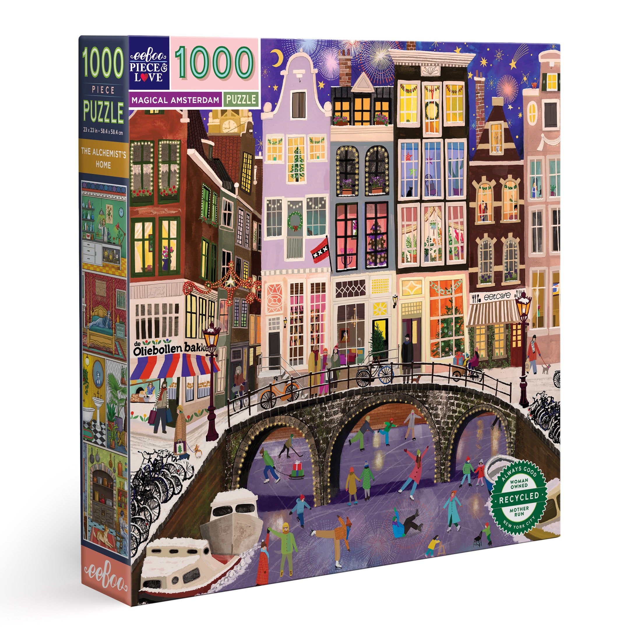 Puzzle Crush 1000 Piece Jigsaw Puzzle - Amsterdam Canal Scene, Colorful Boat & Buildings, Family Puzzle For Adults & Kids