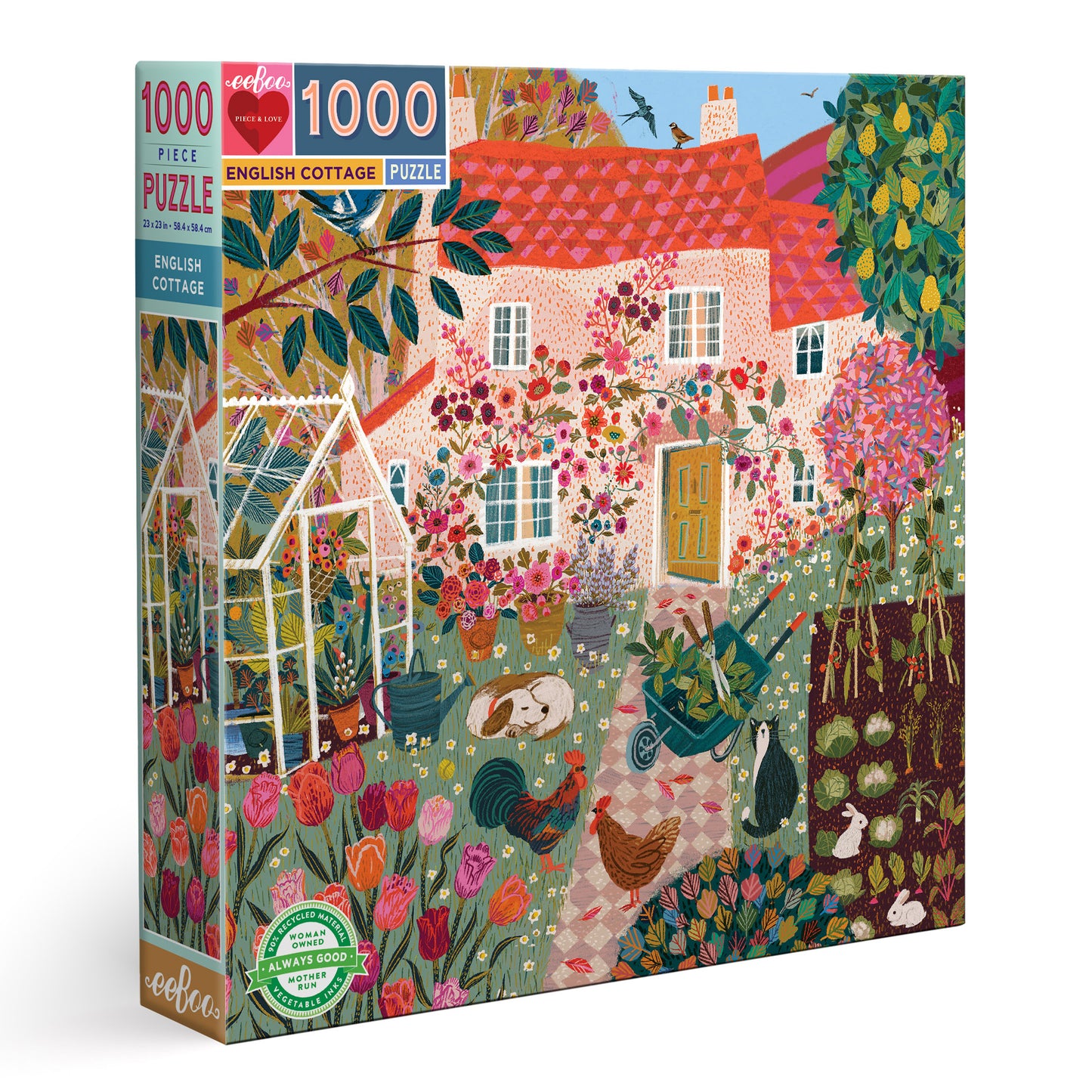 English Cottage 1000 Piece Jigsaw Puzzle Cottagecore | eeBoo Piece & Love | Cute Gifts for Gardeners