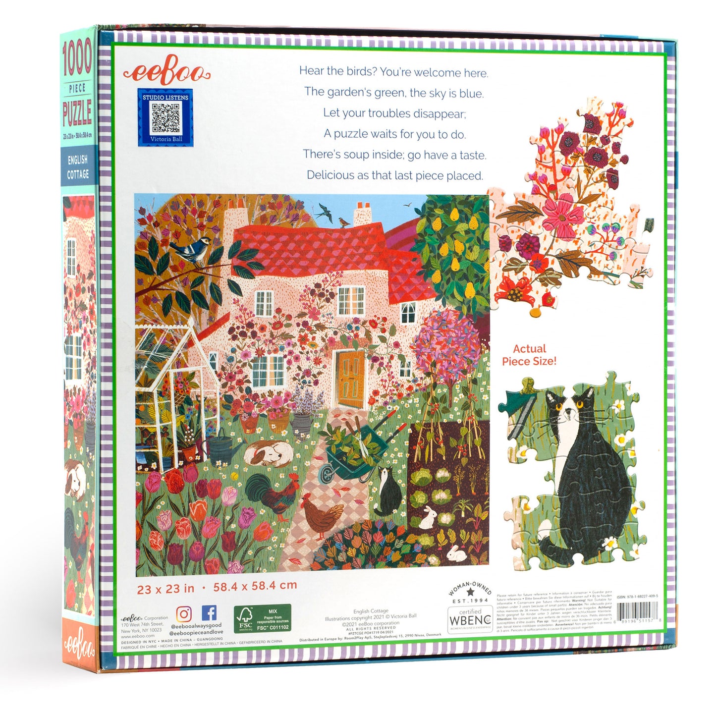 English Cottage 1000 Piece Jigsaw Puzzle Cottagecore | eeBoo Piece & Love | Cute Gifts for Gardeners