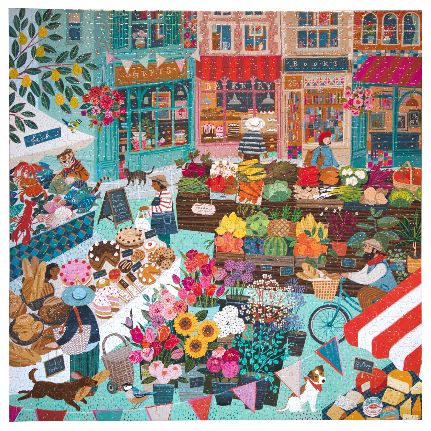 English Green Market 1000 Piece Puzzle by eeBoo | Unique Beautiful Gifts