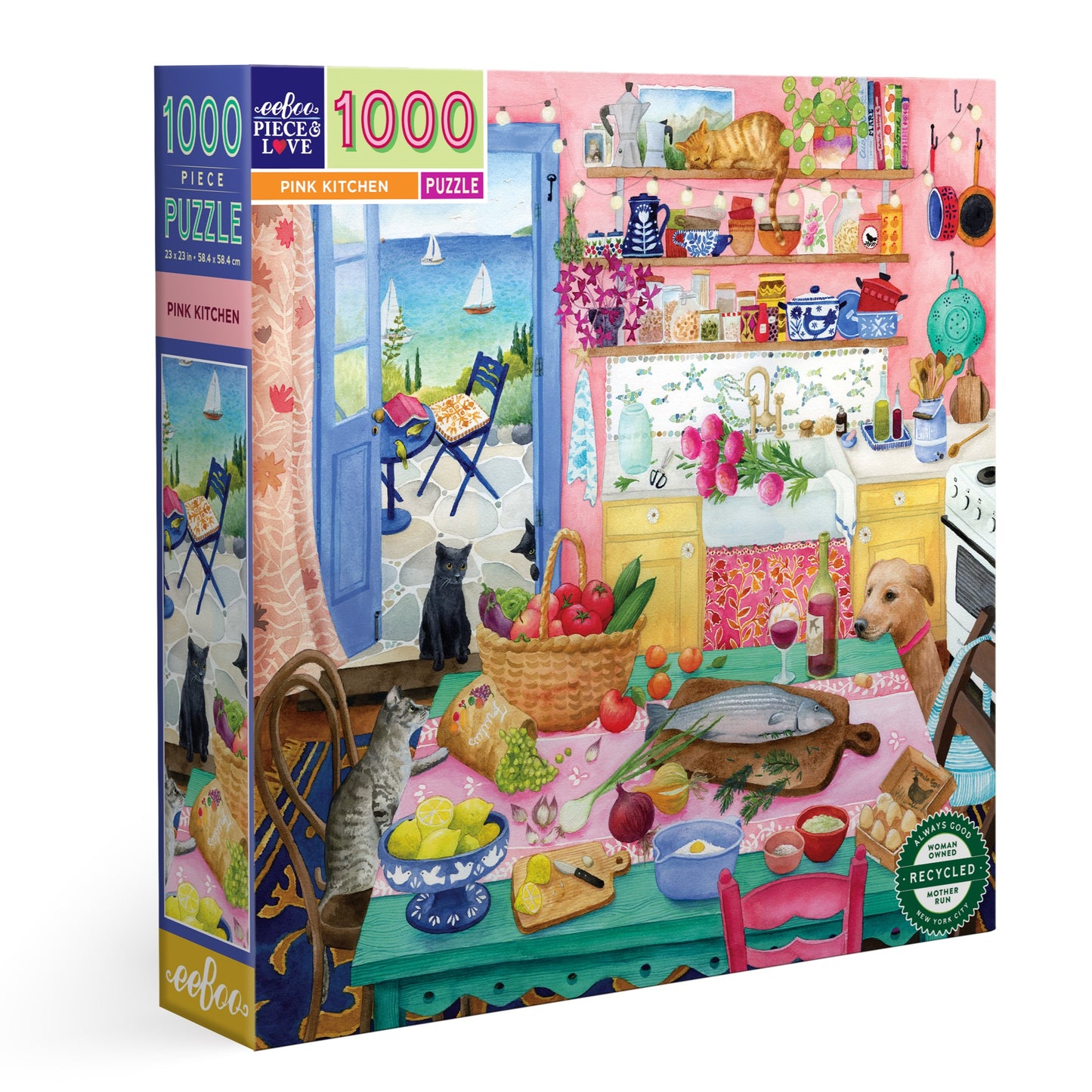 Pink Kitchen 1000 Piece Puzzle by eeBoo | Unique Beautiful Gifts