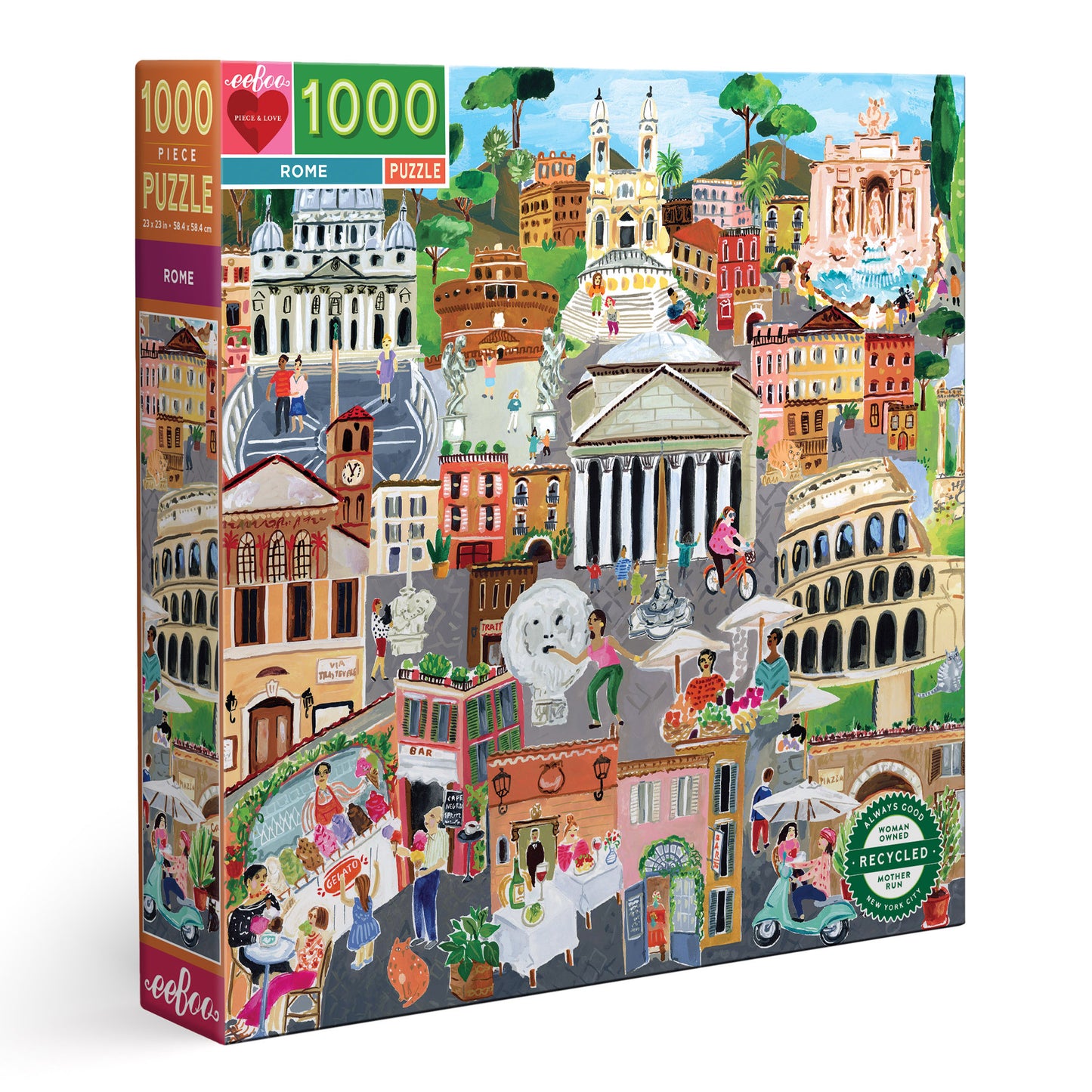 Rome Italy 1000 Piece Jigsaw Travel Puzzle | eeBoo Piece & Love | Amazing Gifts for Travel Lovers