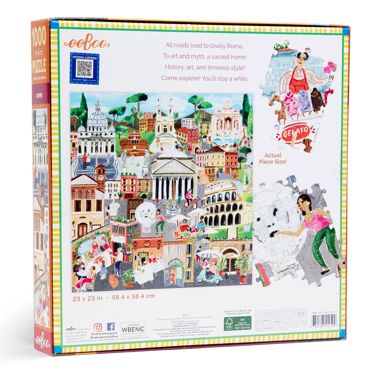 Rome Italy 1000 Piece Jigsaw Travel Puzzle | eeBoo Piece & Love | Amazing Gifts for Travel Lovers