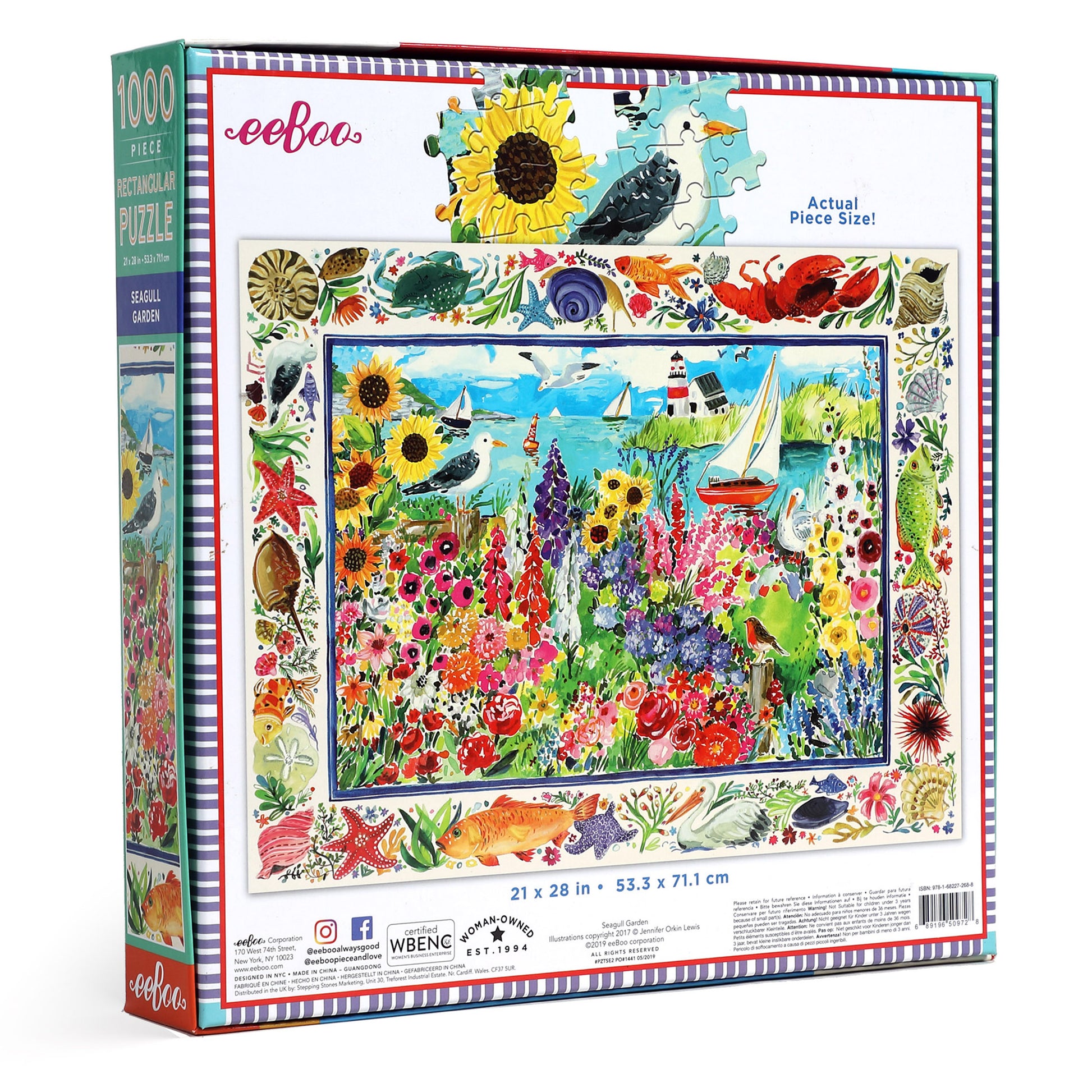 Seagull Garden in Maine 1000 Piece Rectangle Puzzle eeBoo Piece & Love Gifts for Beach Nature Lovers
