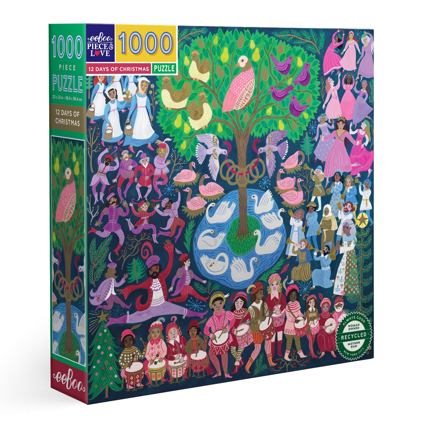 12 Days of Christmas 1000 Piece Jigsaw Puzzle | eeBoo Piece & Love Gifts