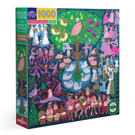 12 Days of Christmas 1000 Piece Jigsaw Puzzle | eeBoo Piece & Love Gifts