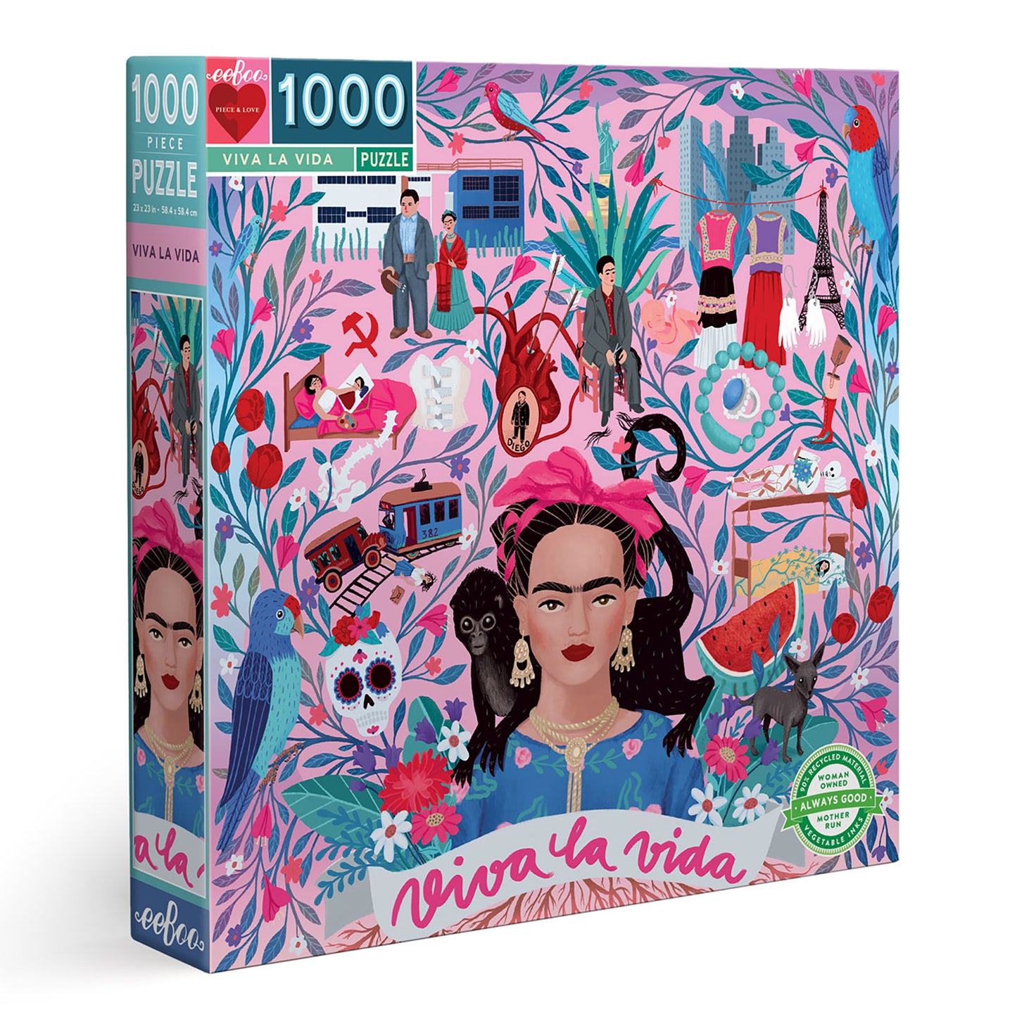 Viva la Vida Spanish Artist Frida Kahlo Mexico 1000 Piece Jigsaw Puzzle eeBoo Piece & Love Gifts for Artists